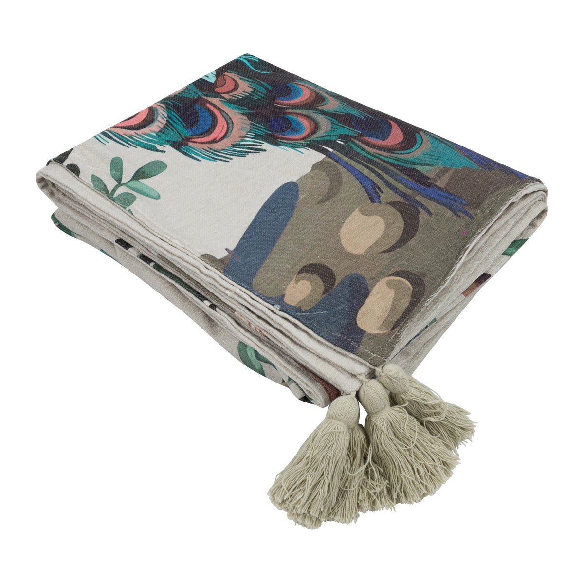 BOTANICAL PEACOCK CHENILLE THROW