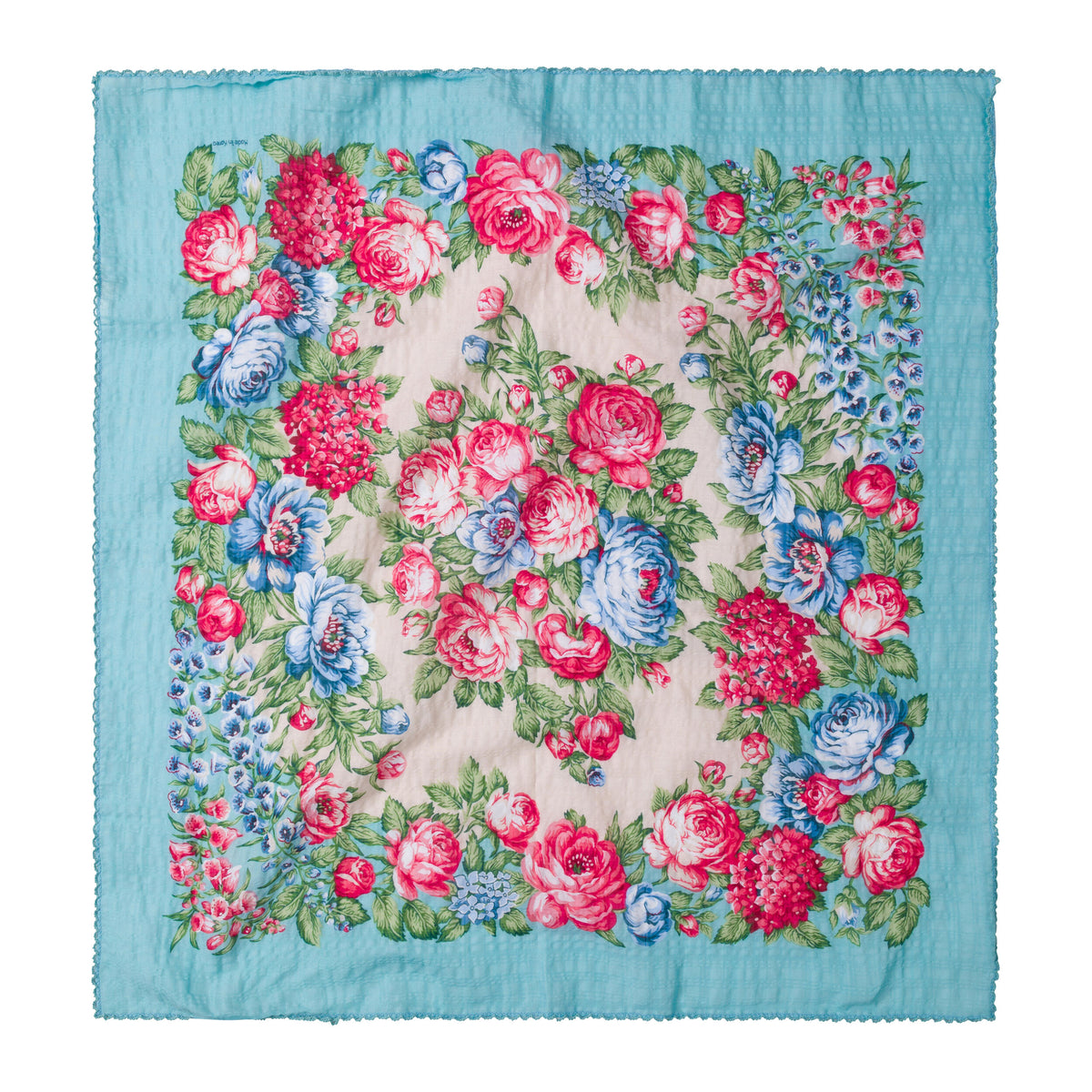 VINTAGE GARDEN FLORAL COTTON RAYON SCARF