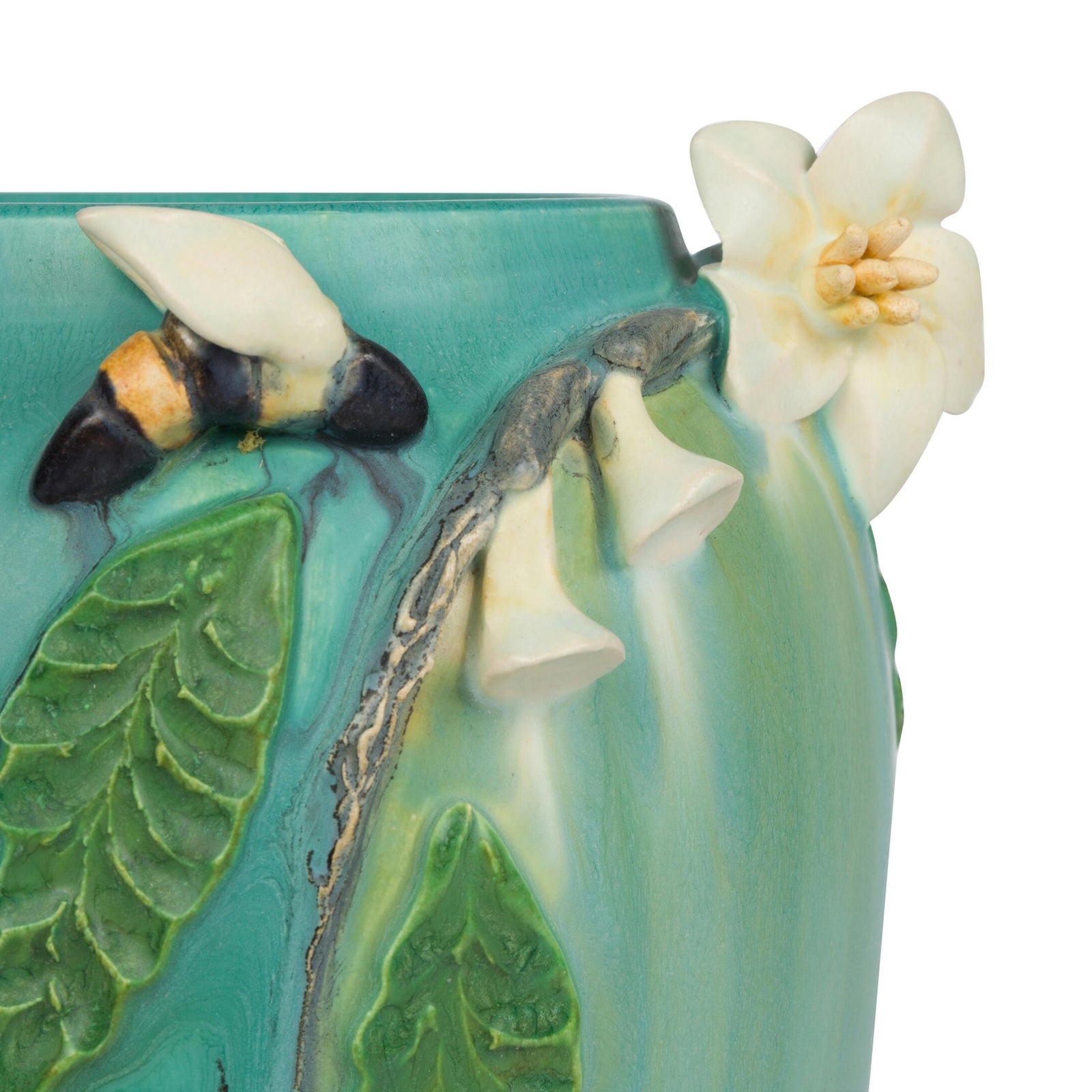 Decorative vase with floral designs on a white background