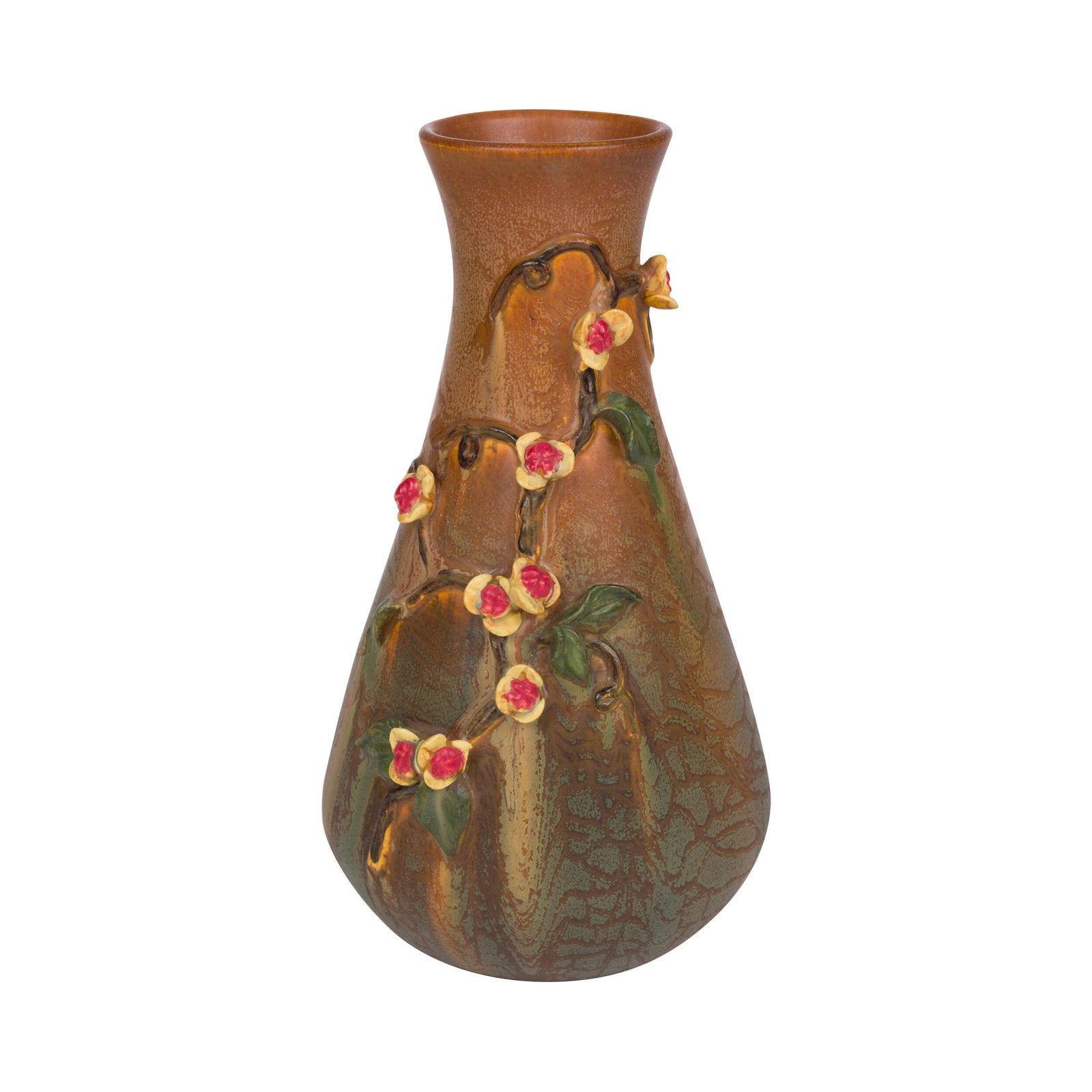 Decorative vase with floral design on a white background