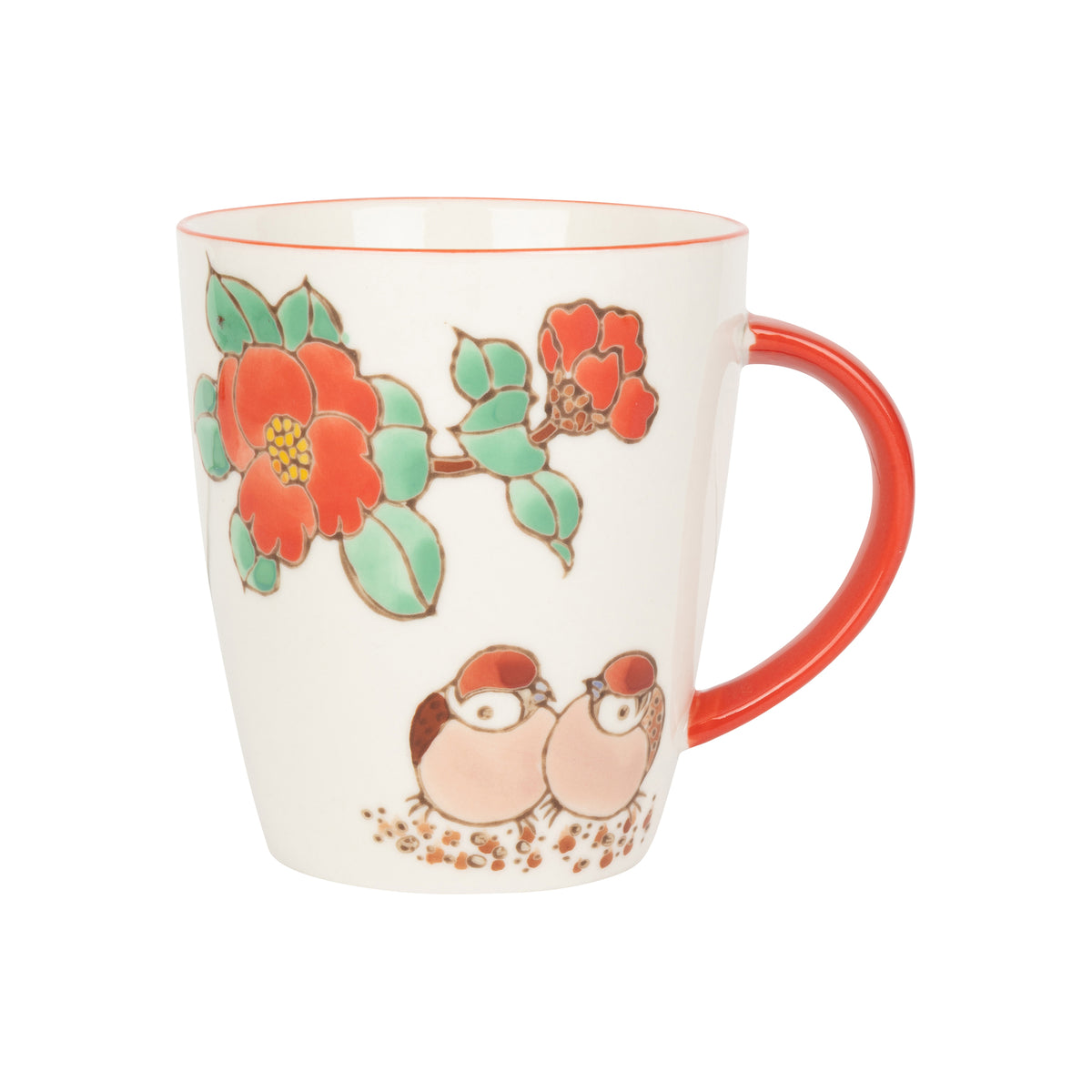 TWIN SPARROWS AND CAMELLIAS MUG