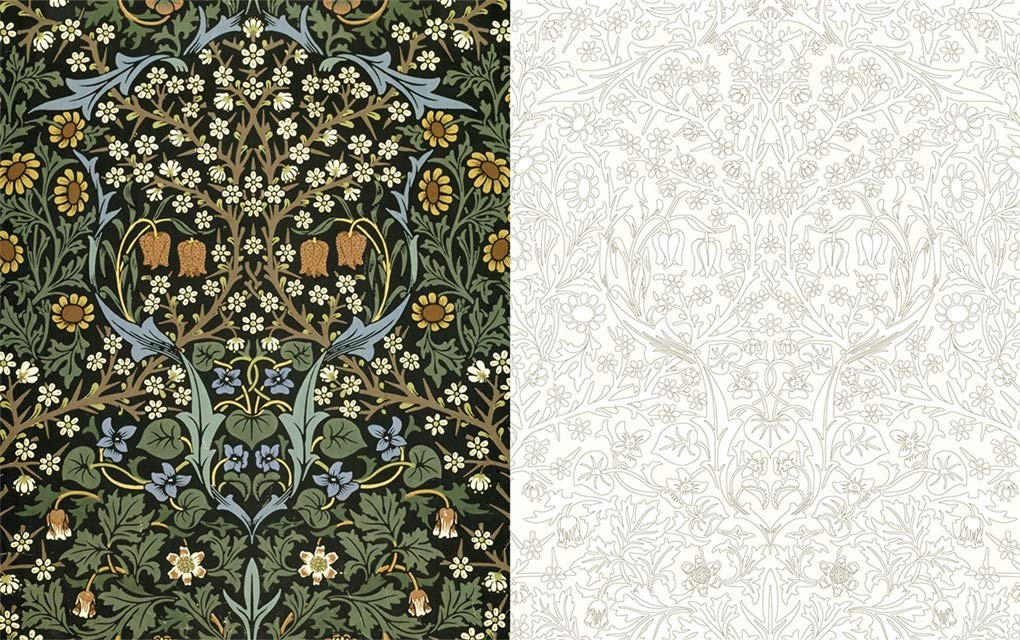 This coloring book explores the intricate work of William Morris, and allows the reader to invent their own colorways to complete Morris’s patterns. 45 patterns to color, interspersed by full-color reproductions of the original designs Organized into four sections. 96 pages. Softcover.