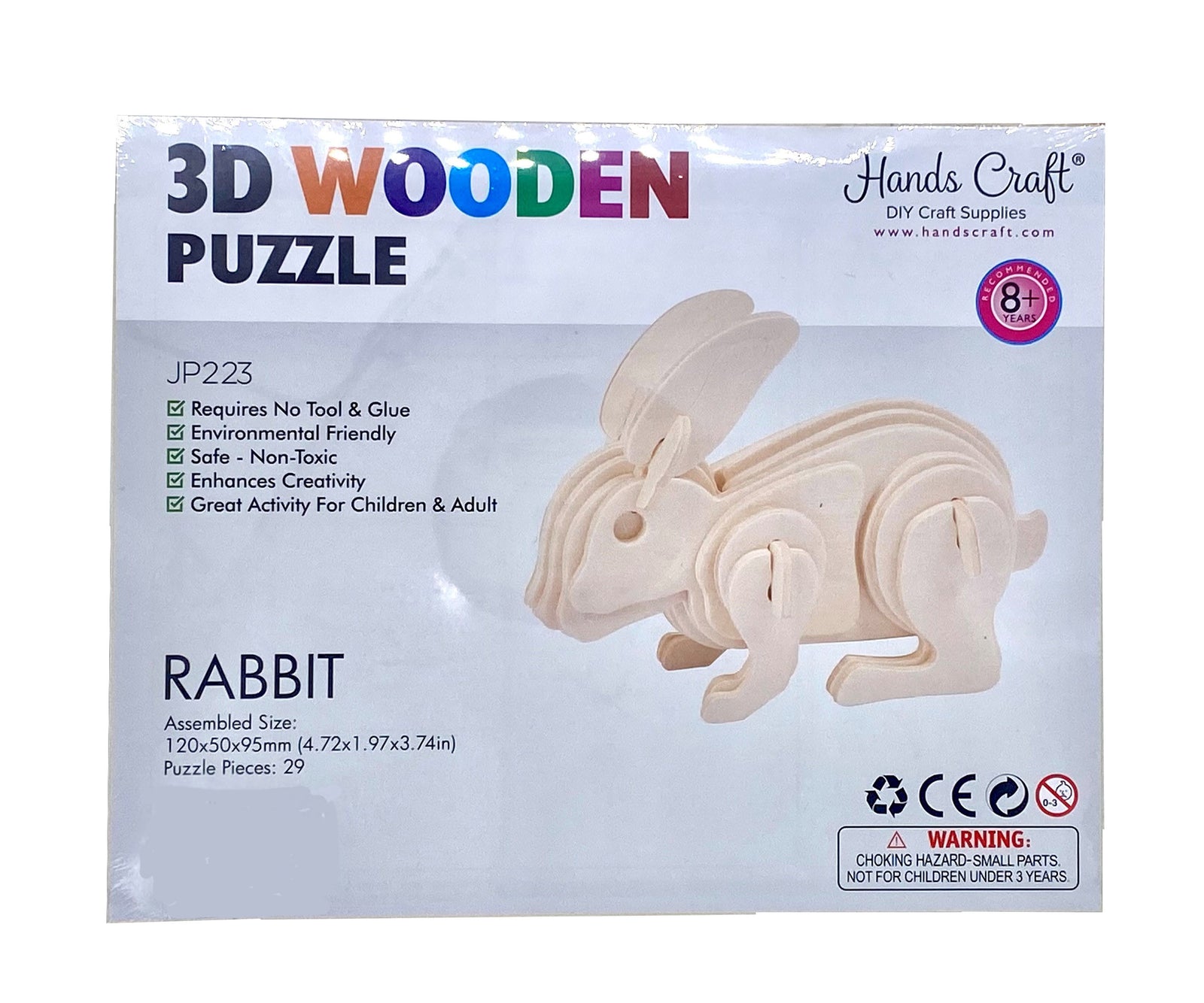 This charming wooden rabbit kit is simple to assemble and requires no special tools or glue. A great activity for children which helps improve motor skills and encourages creativity. Made from natural, non-toxic wood. Natural wood model kit No tools or glue required Assembled size: 4.72" x 1.97" x 3.74".