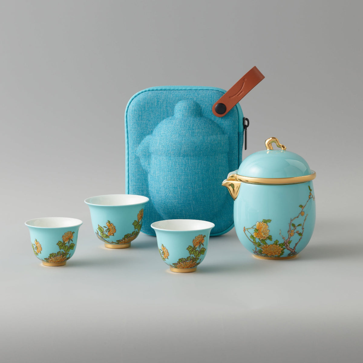LADY TURQUIOA SIX PIECE TRAVEL TEA SET