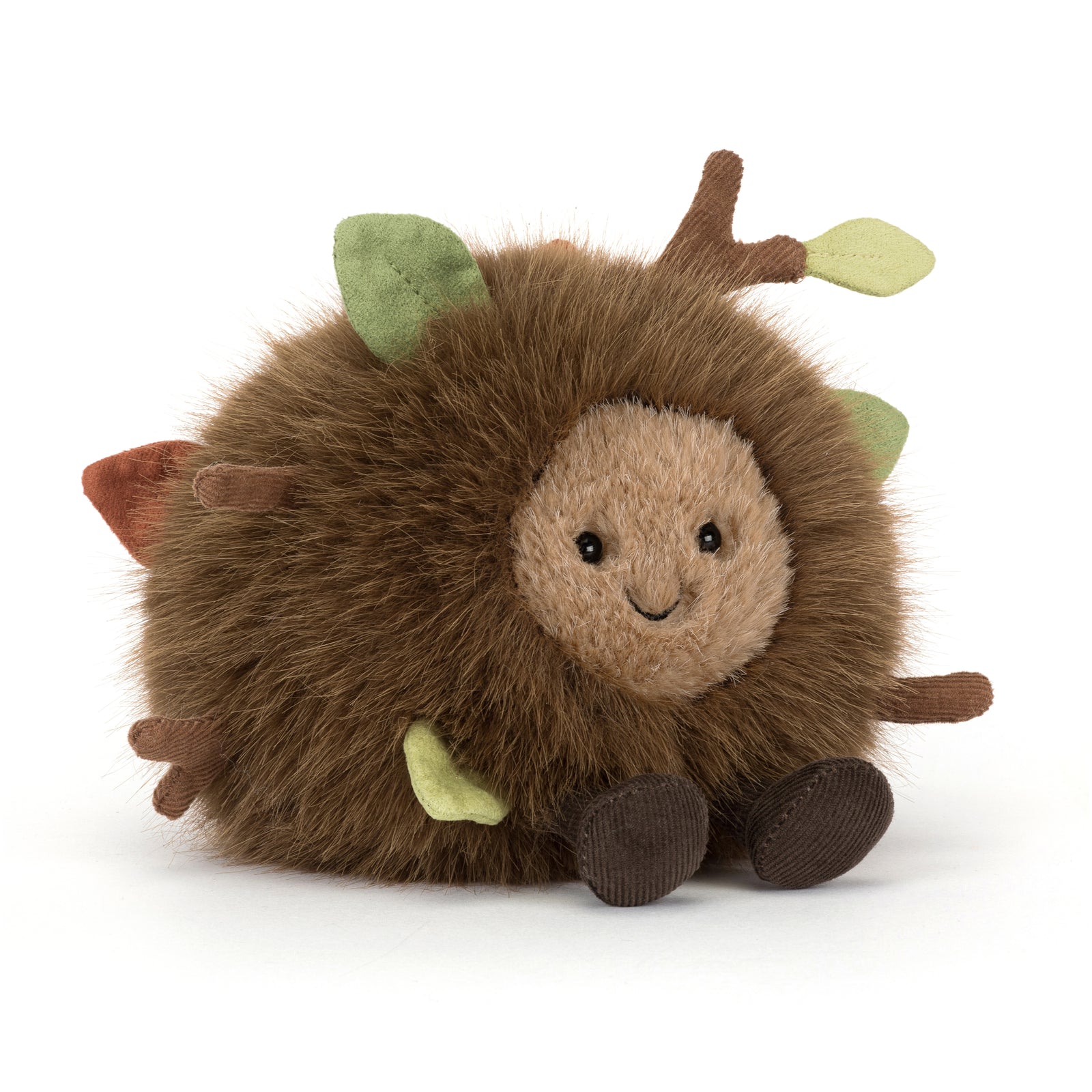 Plush toy Jellycat amuseables forest floor with a smiling face on a white background