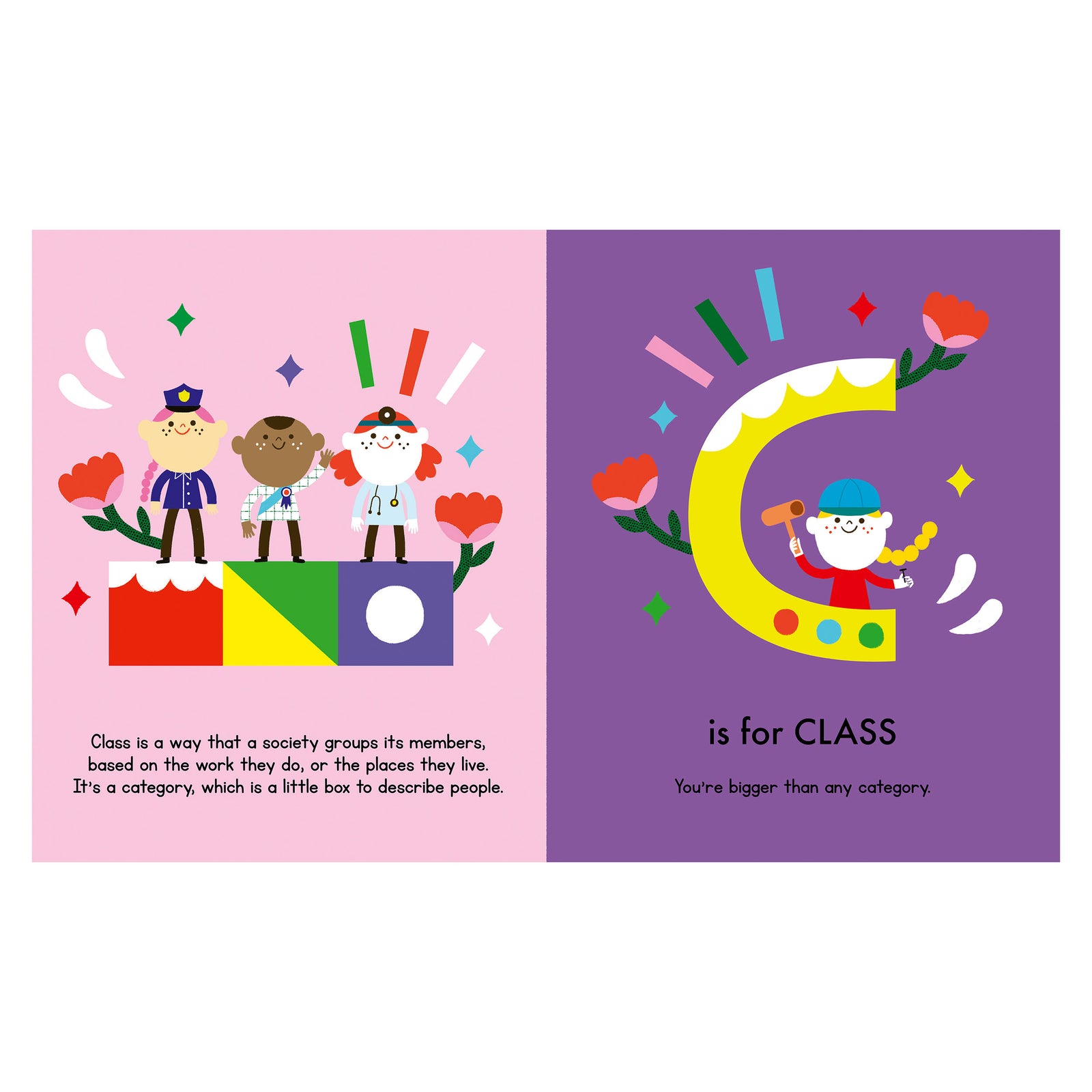 Book cover of 'An ABC of Equality' with colorful letters and diverse illustrations on a blue background.