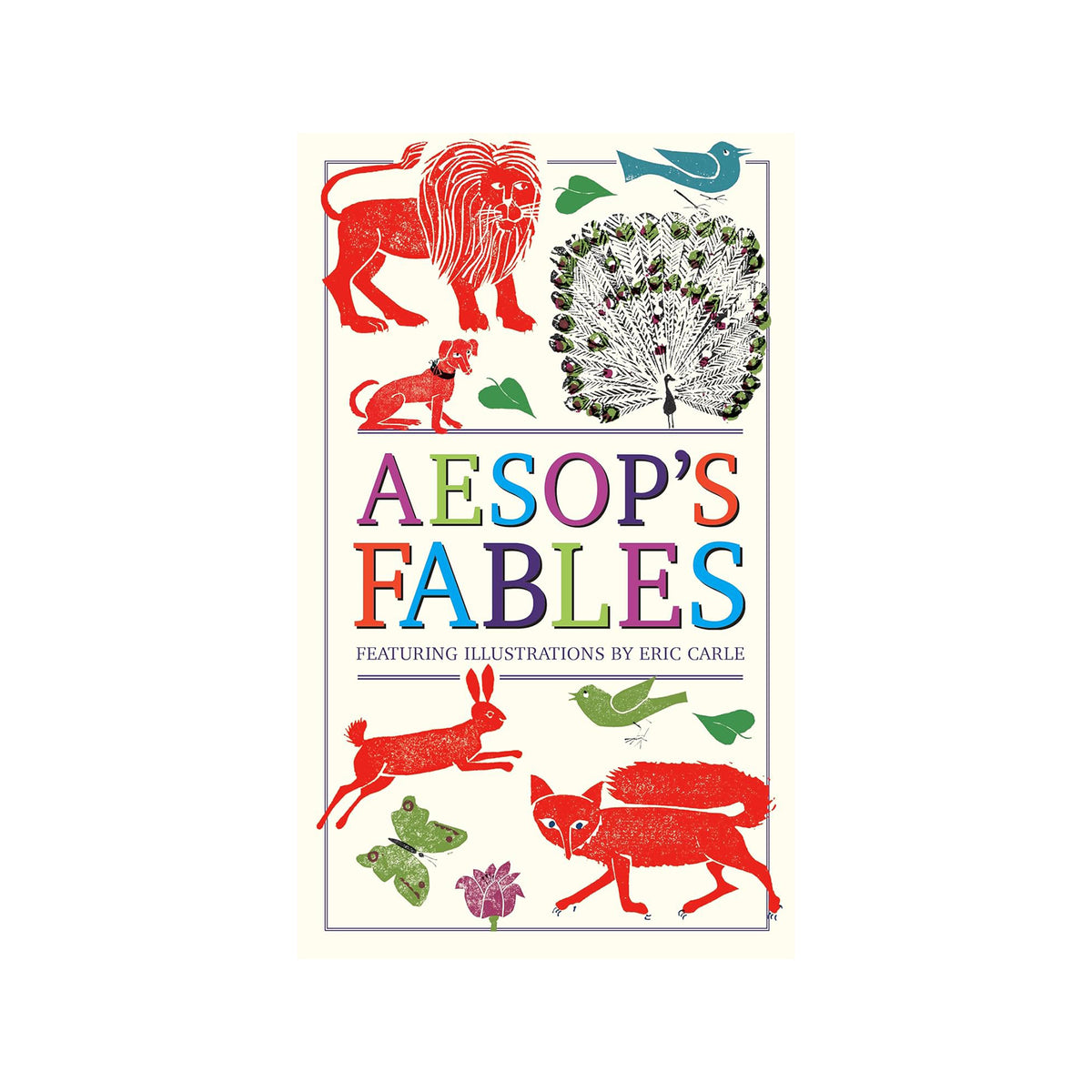 Book cover of 'Aesop's Fables' with colorful illustrations on a white background