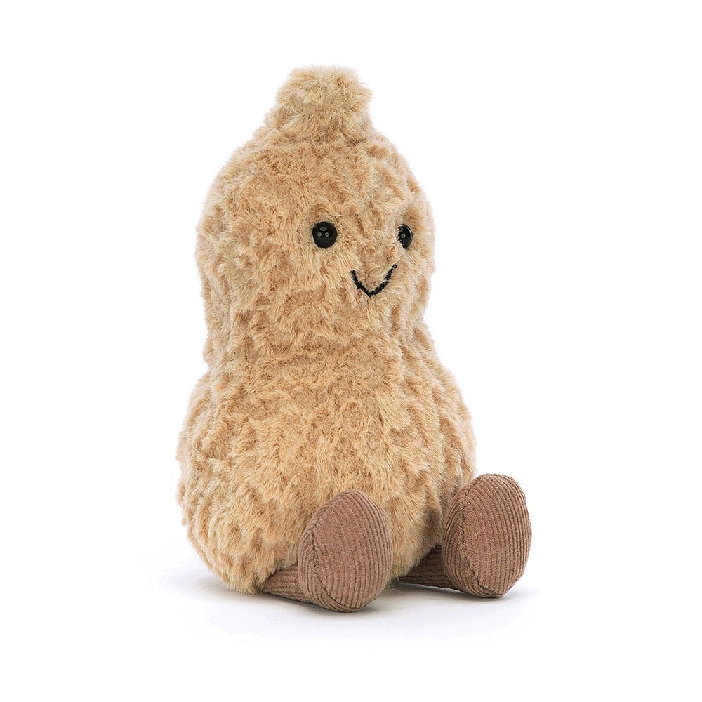 Amuseable Peanut is one cheeky monkey! With a tumbly-textured soft beige shell, tubby tummy and milk chocolate boots, this lazy legume is happy to hang out. We love that tousled tuft on top! Snuggles, like peanuts, can be very good for you, so we recommend plenty! Suitable from birth. Hand wash. Dimensions: 6" x 3"