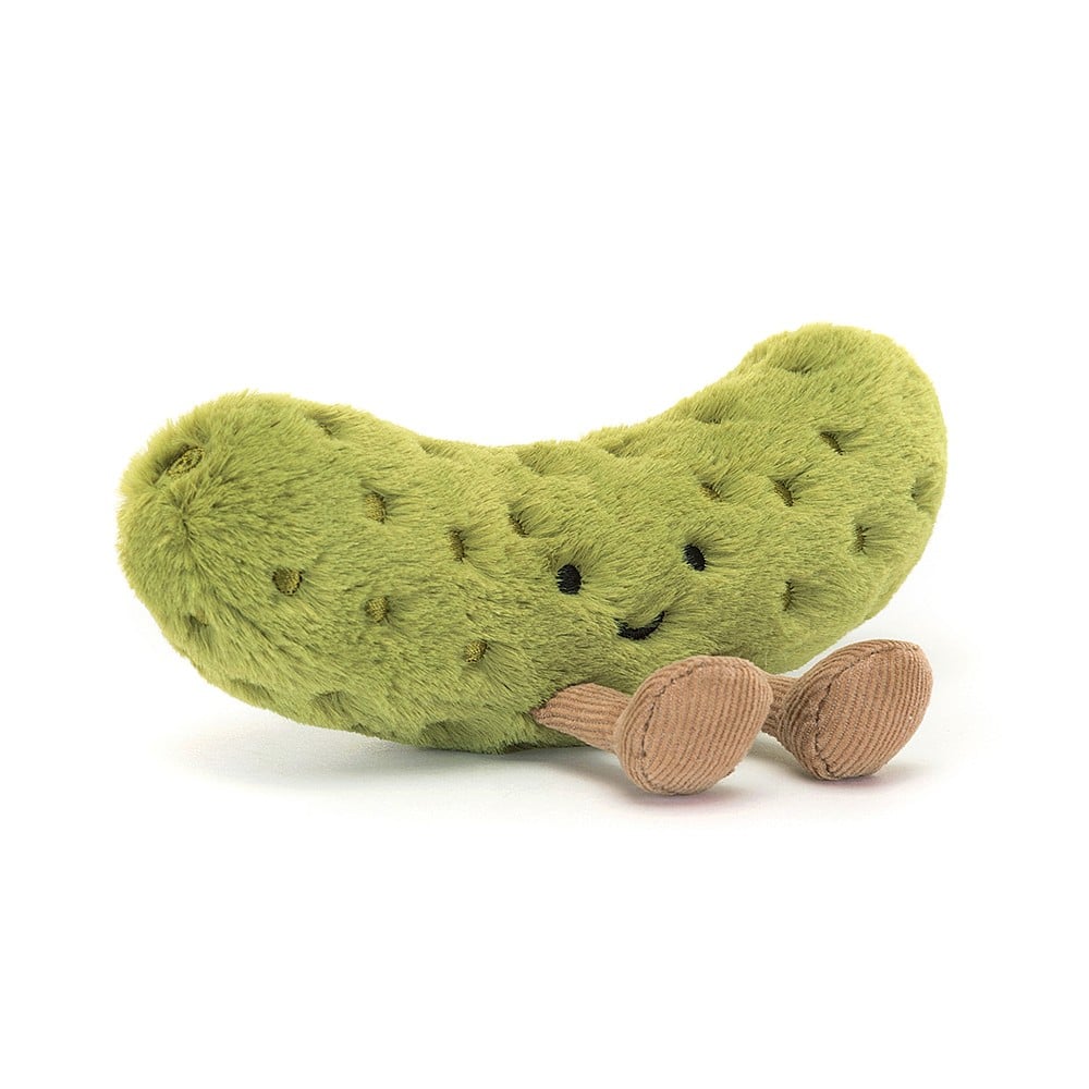 Pickles are meant to bring festive good luck, but Amuseable Pickle is a year-round star! Plump and green with embroidered freckles, nutty cord boots and a zingy smile, this gherkin’s quite the quirky gift! Dimensions: 3" x 6".  Suitable from birth.