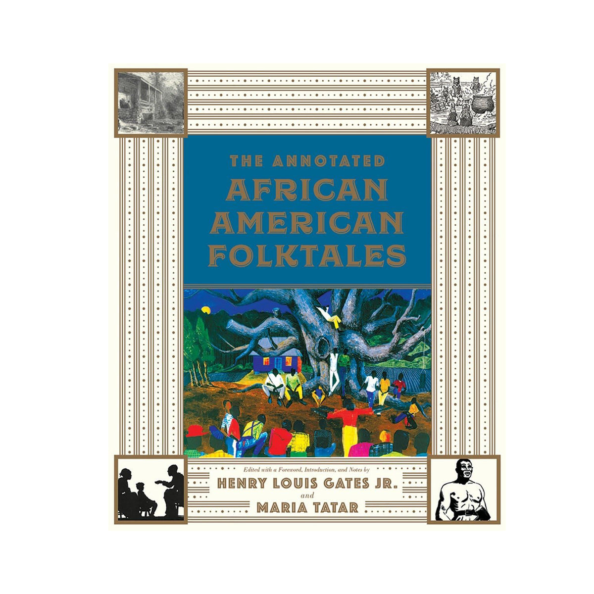 Book cover of 'The Annotated African American Folktales' with illustrations and text.