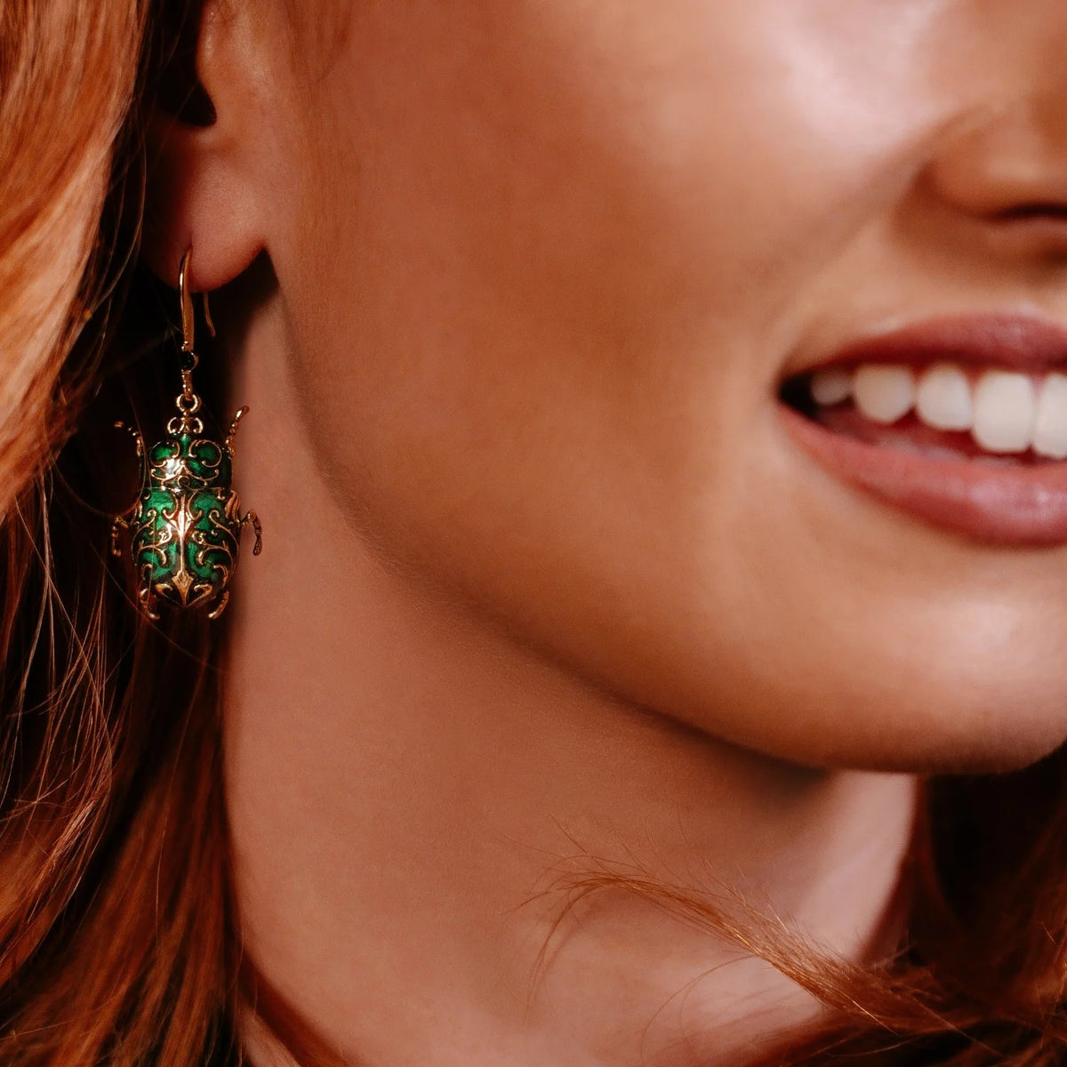 ANTIQUE-STYLE BEETLE EARRINGS