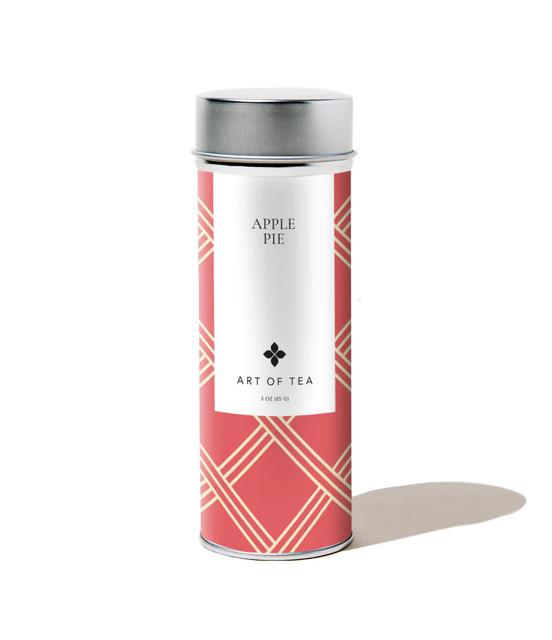 Notes of apple and cinnamon blend together with a touch of ginger, coconut, and a bit of nutmeg to capture the true flavor of apple pie. This Apple Pie tea blend is the perfect sip of dessert. Packaged in a reusable tin. Loose tea 3 oz. Allergenic ingredient(s): Coconut, tree nuts (cashews).