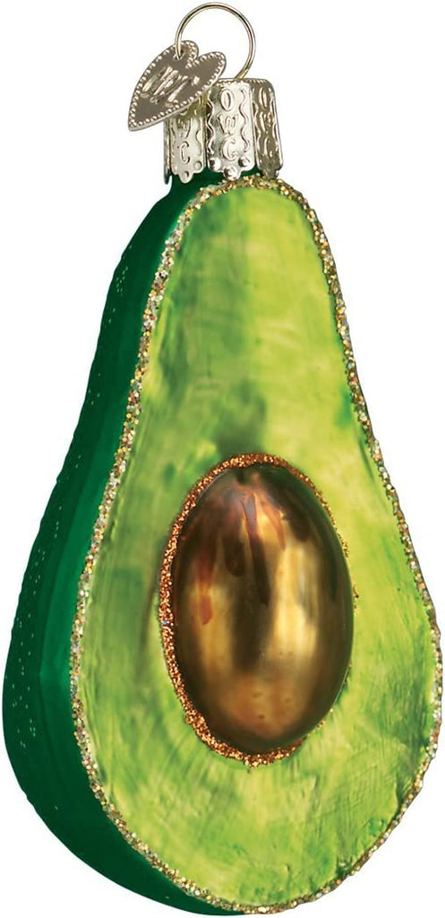 Legend has it that the first avocado was eaten by a Mayan Princess in Mexico around 300 B.C. It is also known as the "alligator pear" which describes the fruit's texture and pear shape. This beautiful glass ornament was carefully crafted for you to enjoy as a holiday decoration. 3 1/4" tall Handcrafted glass.