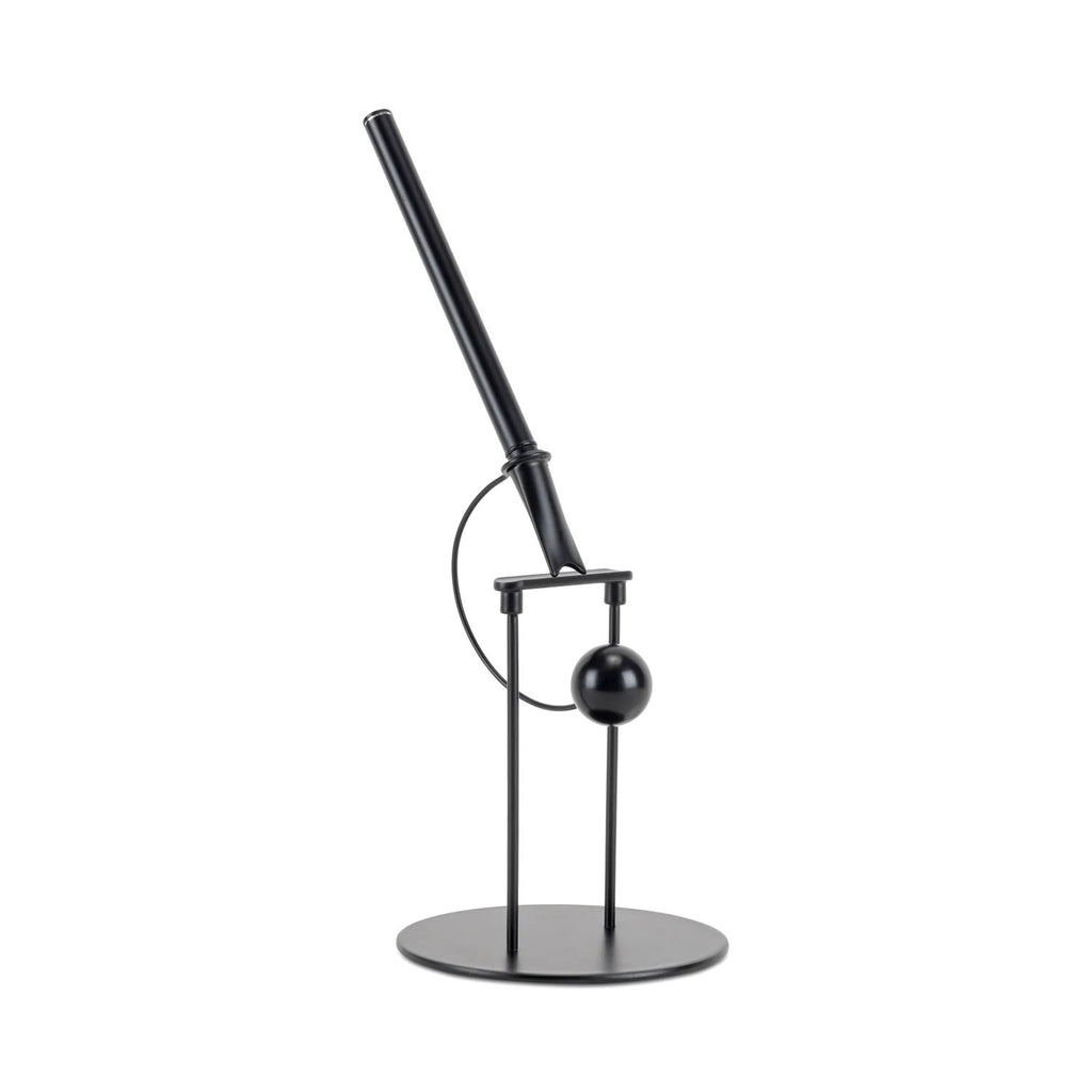 The Acrobat Balancing Pen desk sculpture seemingly defies gravity as the single pendulum creates a fluid, relaxing rotation. This high-quality pen holder gives the illusion of perpetual motion and is designed to amaze onlookers. Pack dimensions: 4" x 4.5".