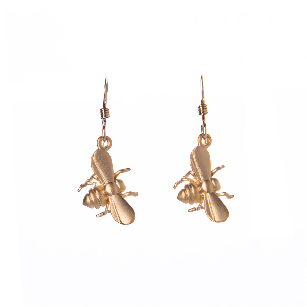 Create a buzz for all the right reasons with these bee-autiful bee earrings. These perfectly petite pollinators are handcrafted in the USA and are plated with 16k gold. 16k gold plated. Gold filled ear wires. Size approx: 0.5&quot; x 3/8&quot;.