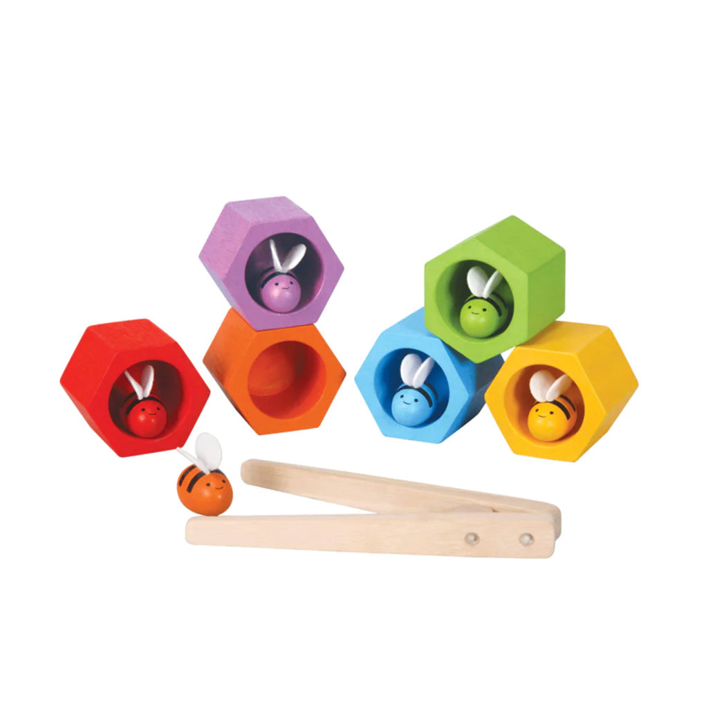 Help develop fine motor skills by matching the bee to its hive using the pincer grasp or the forceps. The Beehives also support color recognition and counting. Suitable for children 3 years and older. Dimensions: 2.24 in X 1.97 in X 1.77 in.