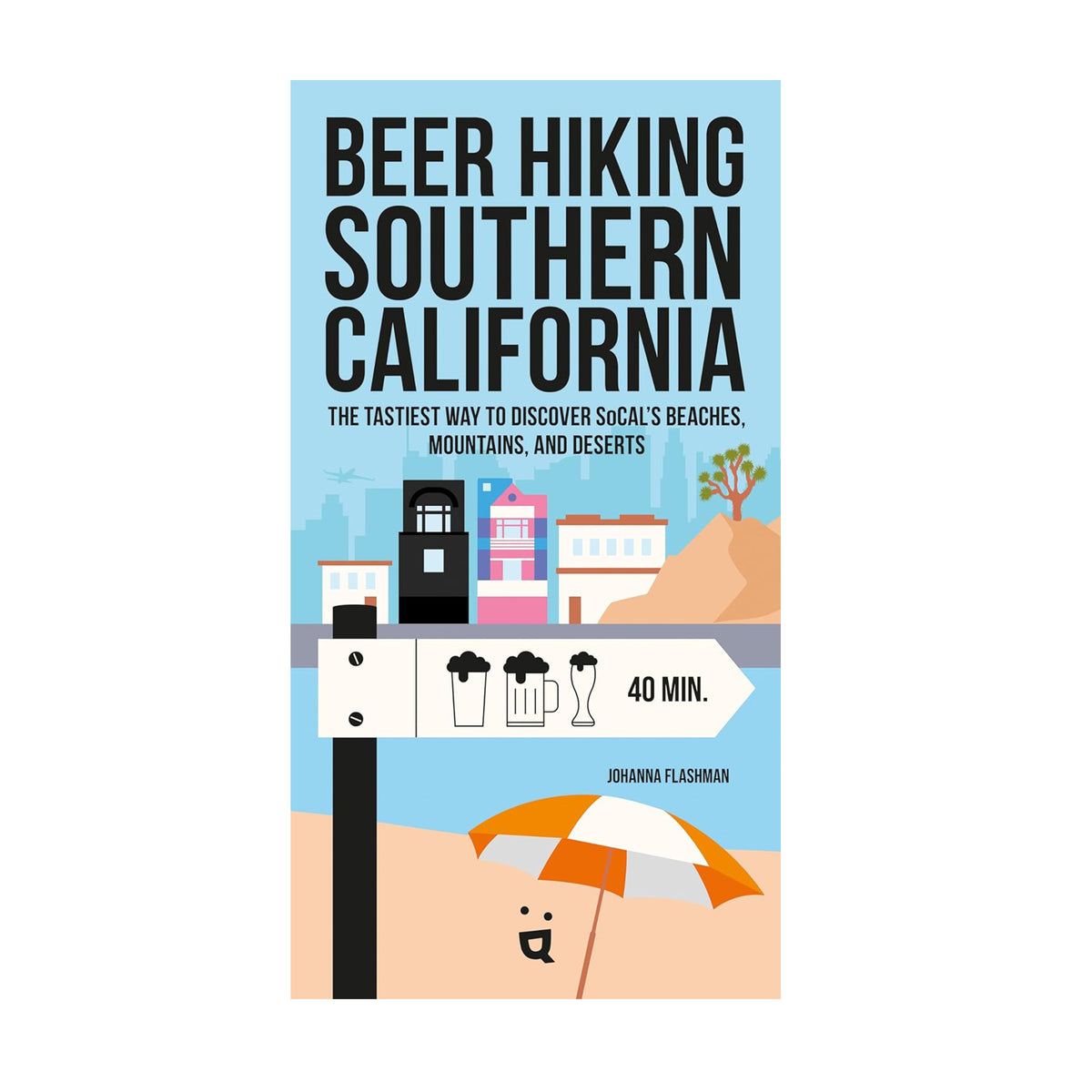 Book cover of 'Beer Hiking Southern California' with a beach scene illustration.