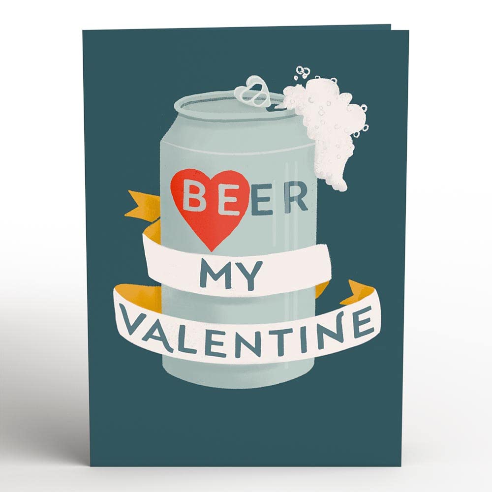 Pop-up card with beer-themed design on a white background