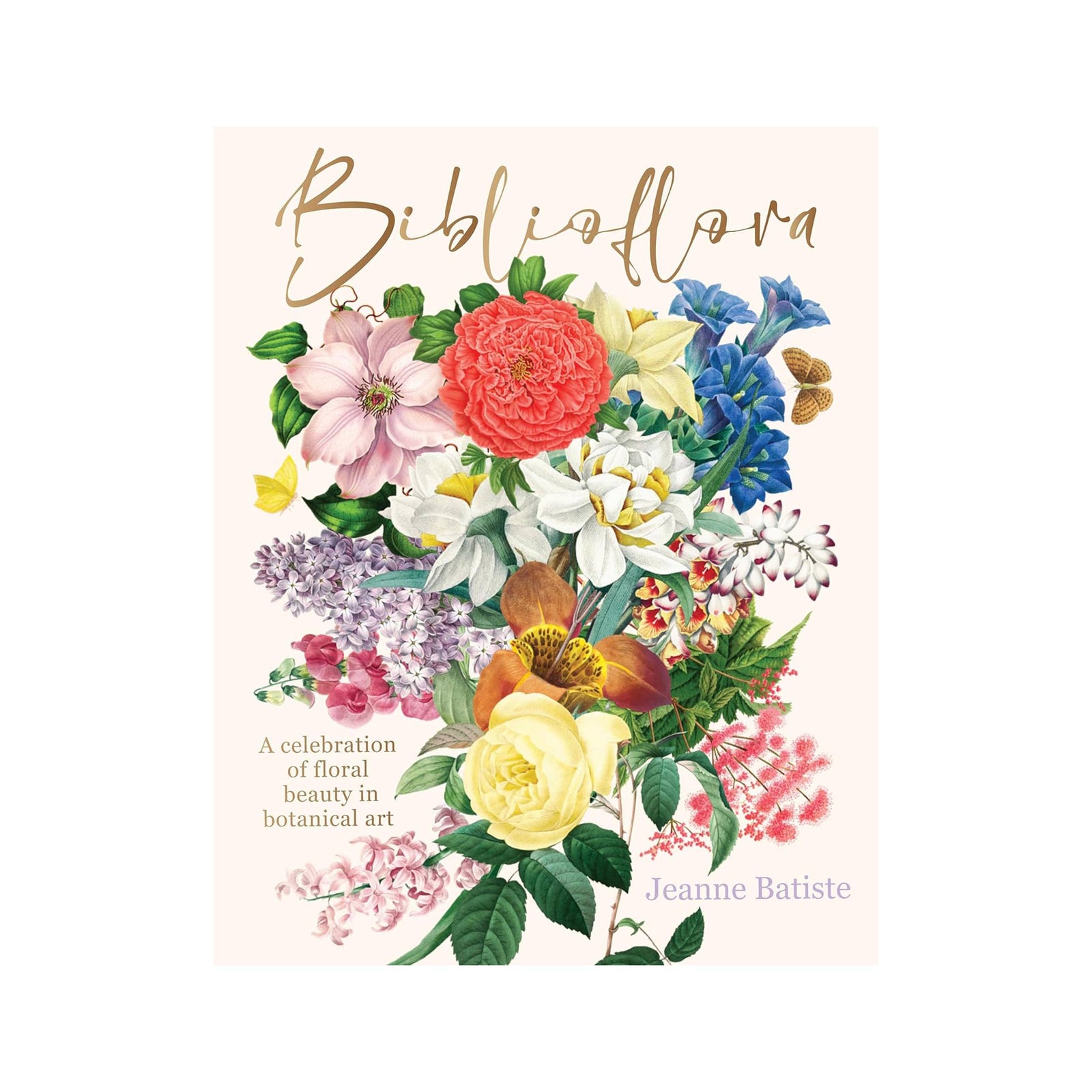 Floral themed coffee table book with colorful illustrations on a white background