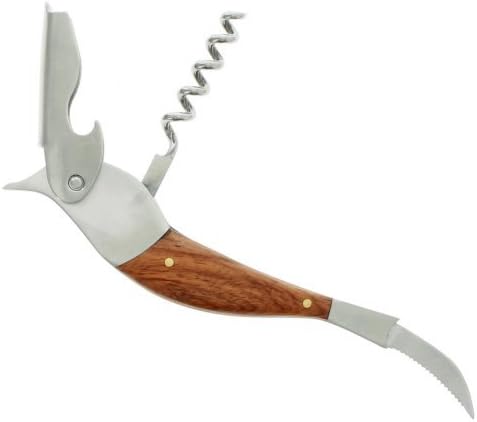 Kikkerland  bird-shaped corkscrew on a gray packaging background