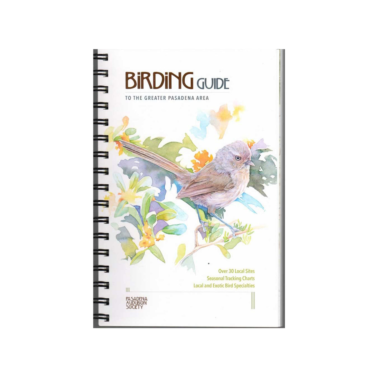 Birding guide book with a bird illustration on a white background