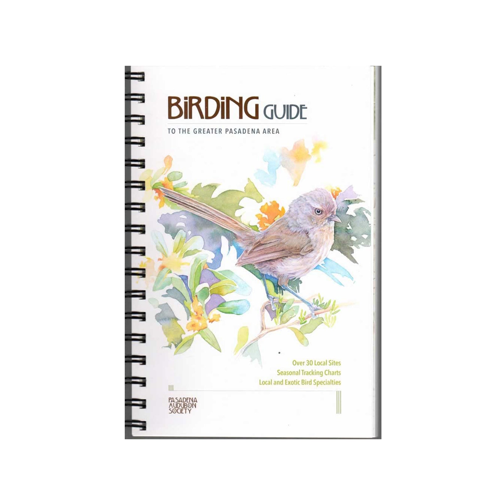 Birding guide book with a bird illustration on a white background