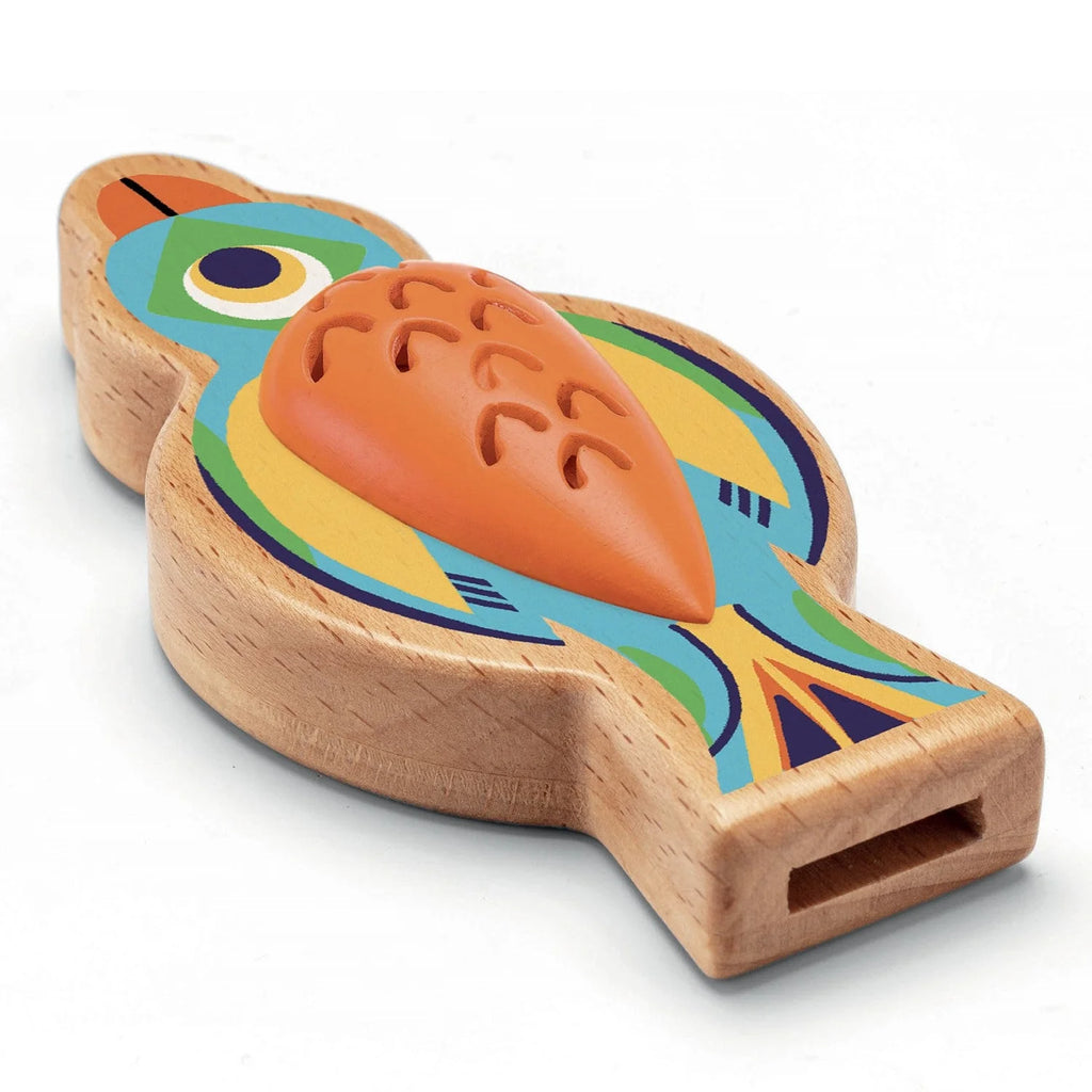 A beautiful all-wood kazoo in the shape of a colorful bird. A very accessible, easy to use instrument for budding musicians, often found in jazz and rock. Dimensions: 5.51" x 2.13" x 0.39" Recommended for ages 3 years +.