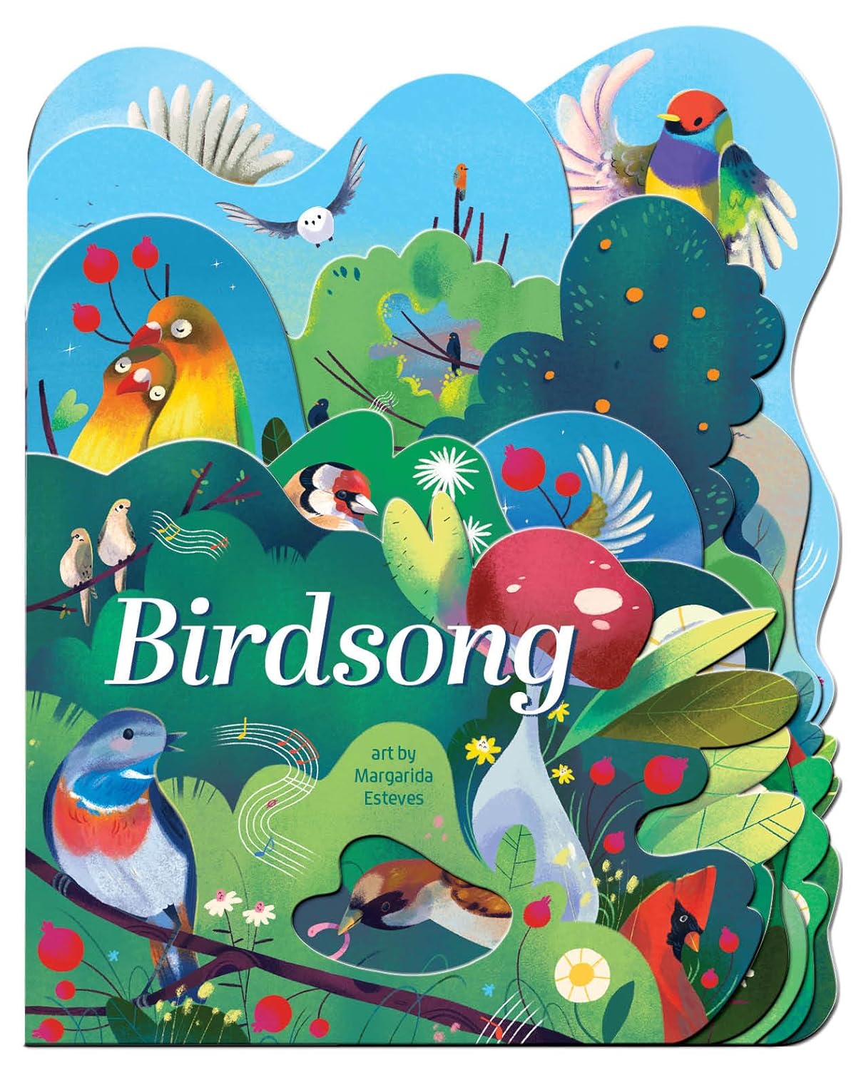 A sweet life lesson for toddlers and adults: Each bird has its own song, but when they all sing together, they make a beautiful chorus. Every page turn of this chunky board book reveals a new layer of Margarida Esteves’s bright, graphic depictions of various bird species, adding their cheerful sounds to start the day.