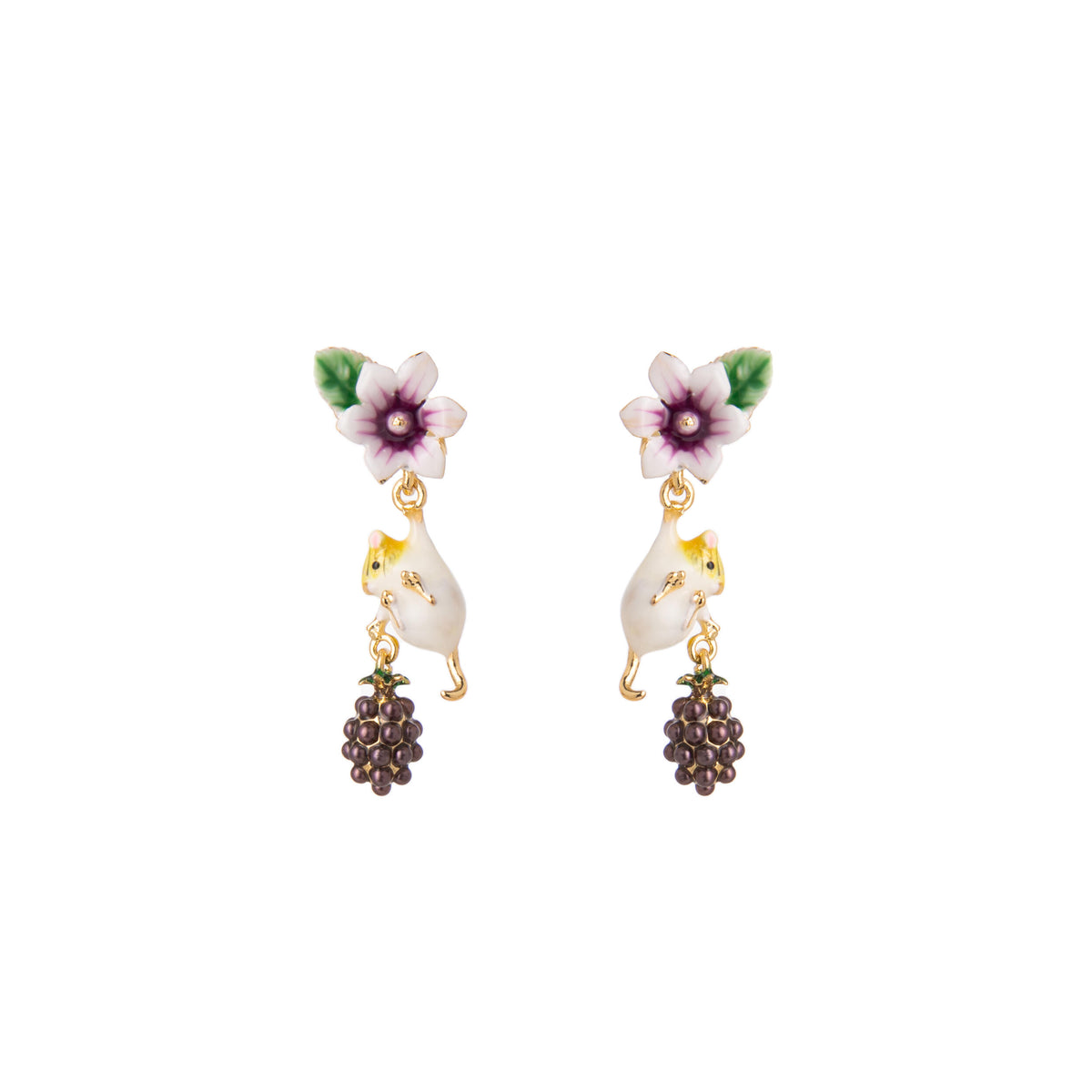 BLACKBERRY AND MOUSE DROP EARRINGS
