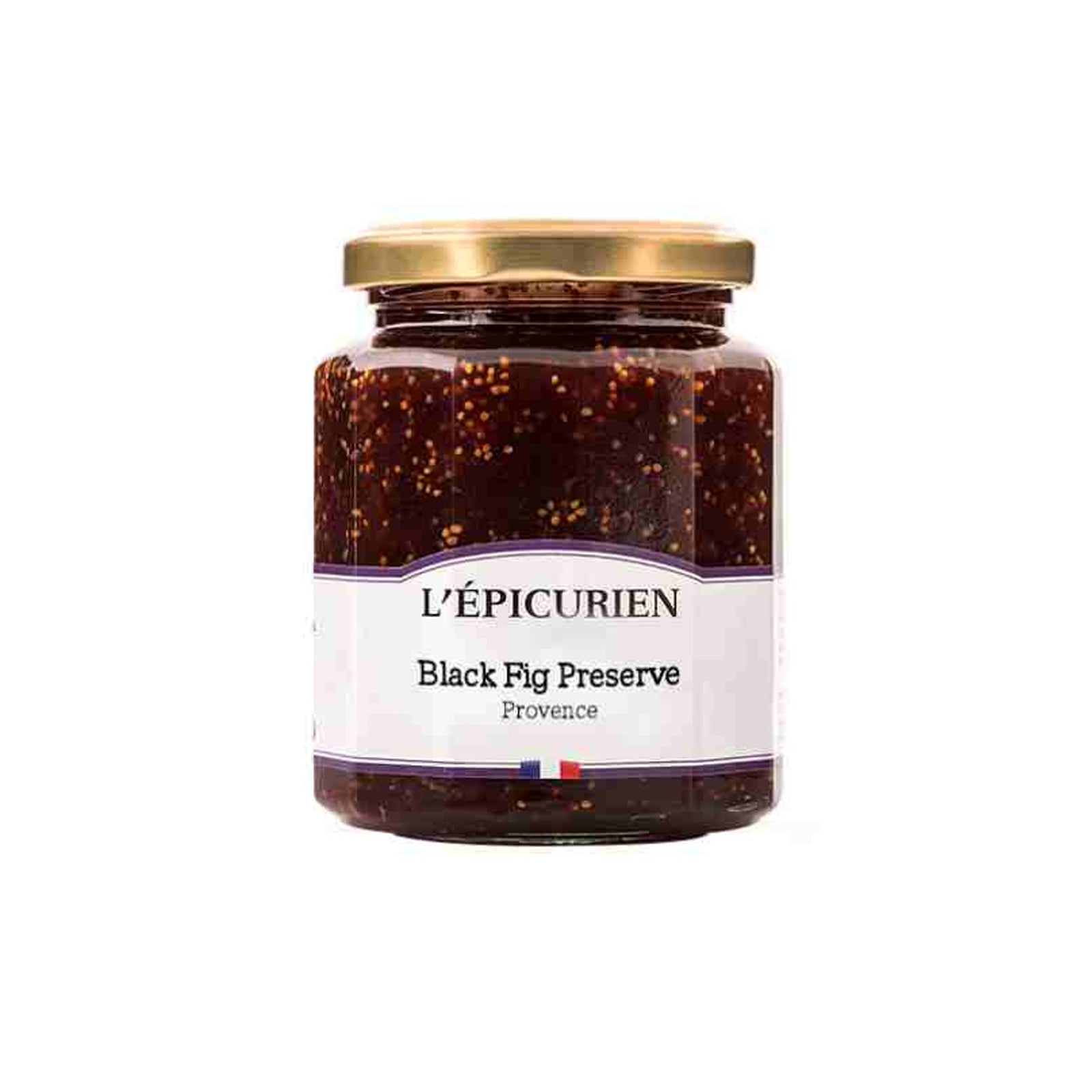 Jar of L'Epicurien Black Fig Preserve on a white background