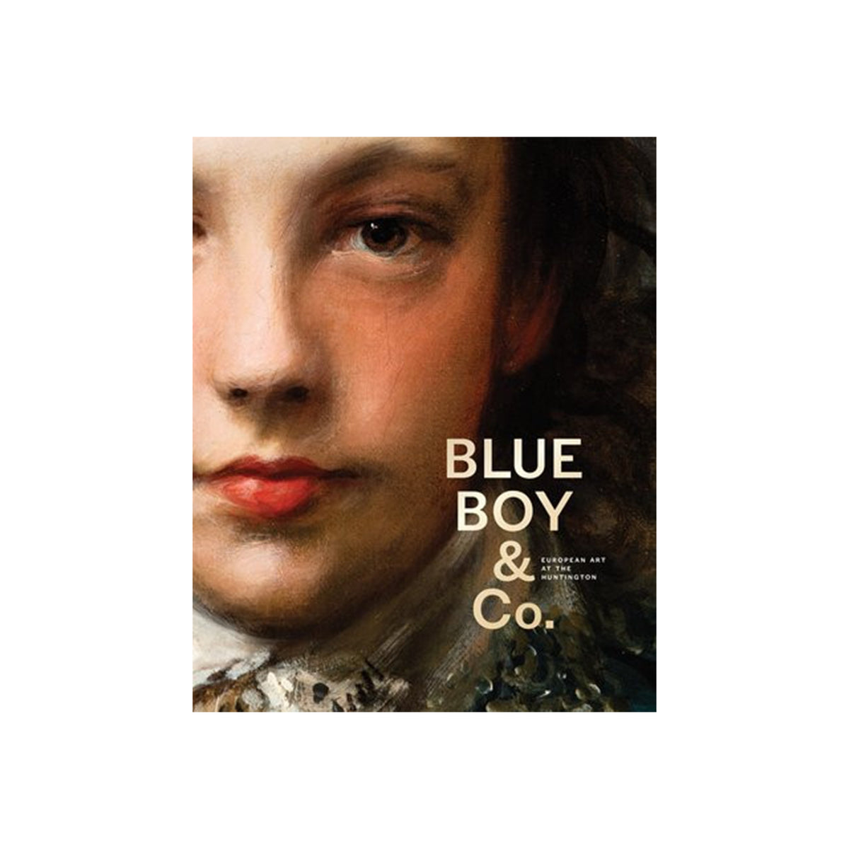 Cover of a book entitled Blue Boy & Co, European Art at The Huntington with a close up of the painting 'Blue Boy' by Thomas Gainsborough.