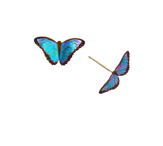 Bursting with energetic color and the most exquisite detail, these breathtaking petite butterfly Post Earrings are a symbol of change and endurance, a celebration of warm weather days. Guaranteed to take a simple ensemble to the next level. • Niobium • Gold filled posts • 3/8" l. x 5/8" w.