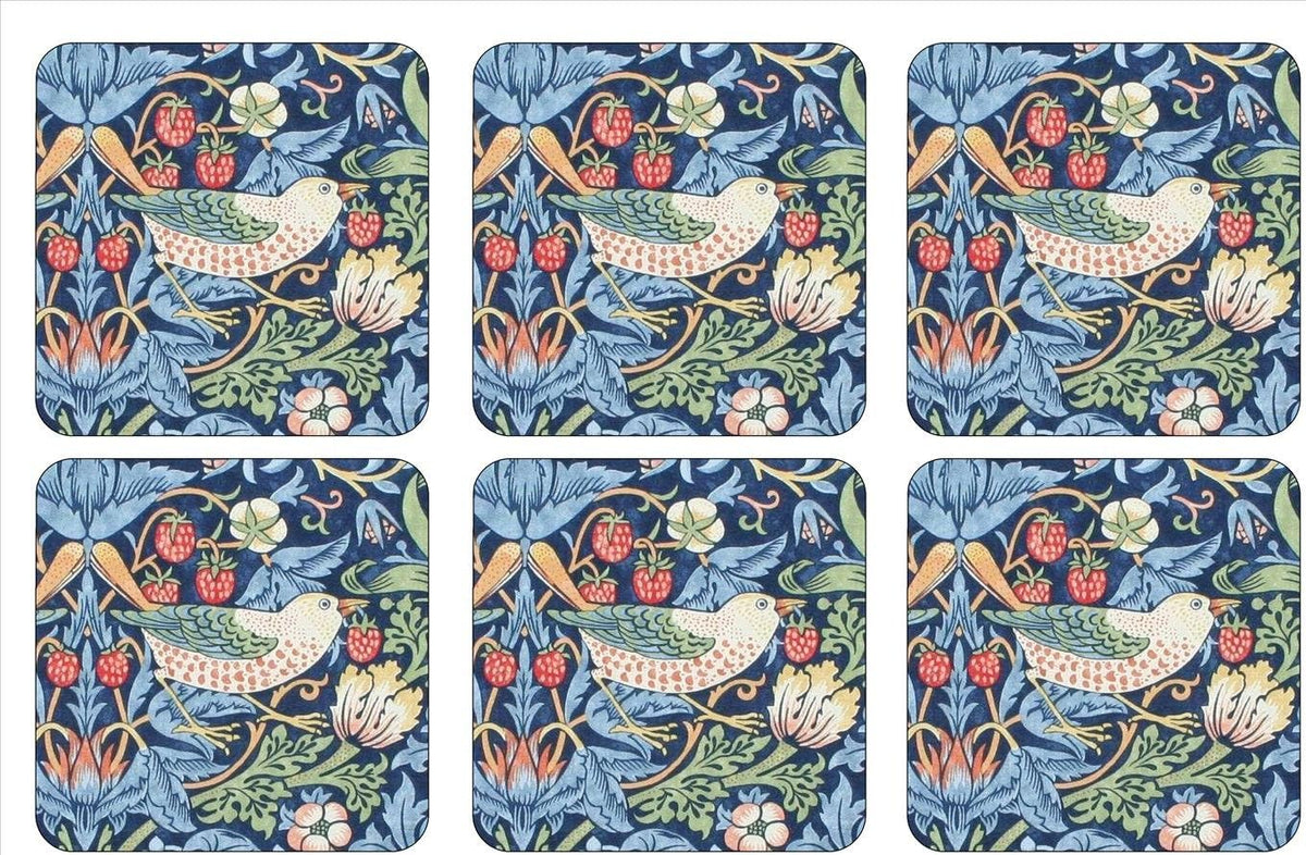 BLUE STRAWBERRY THIEF COASTERS - SET OF SIX