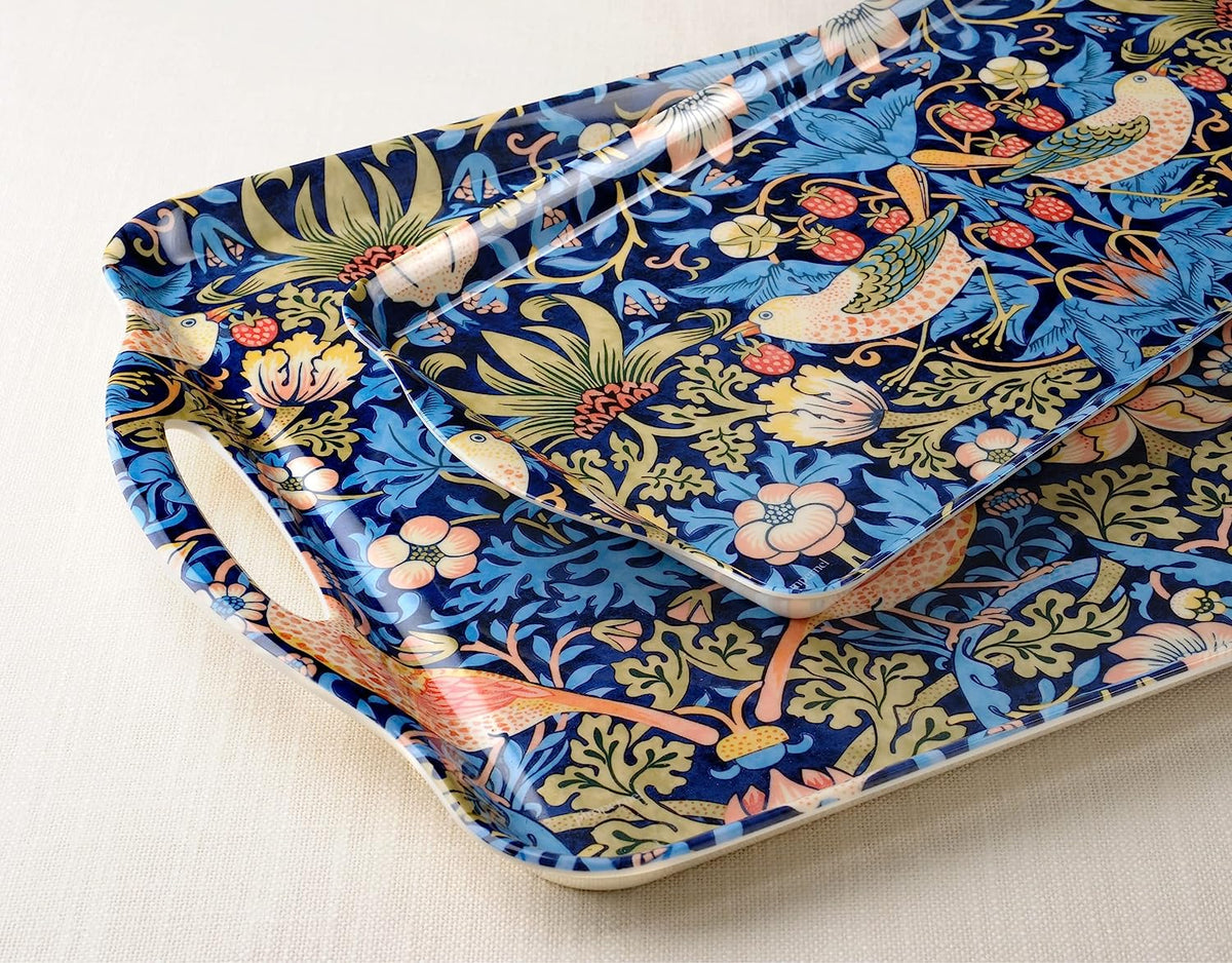 WILLIAM MORRIS STRAWBERRY THIEF BLUE HANDLED TRAY