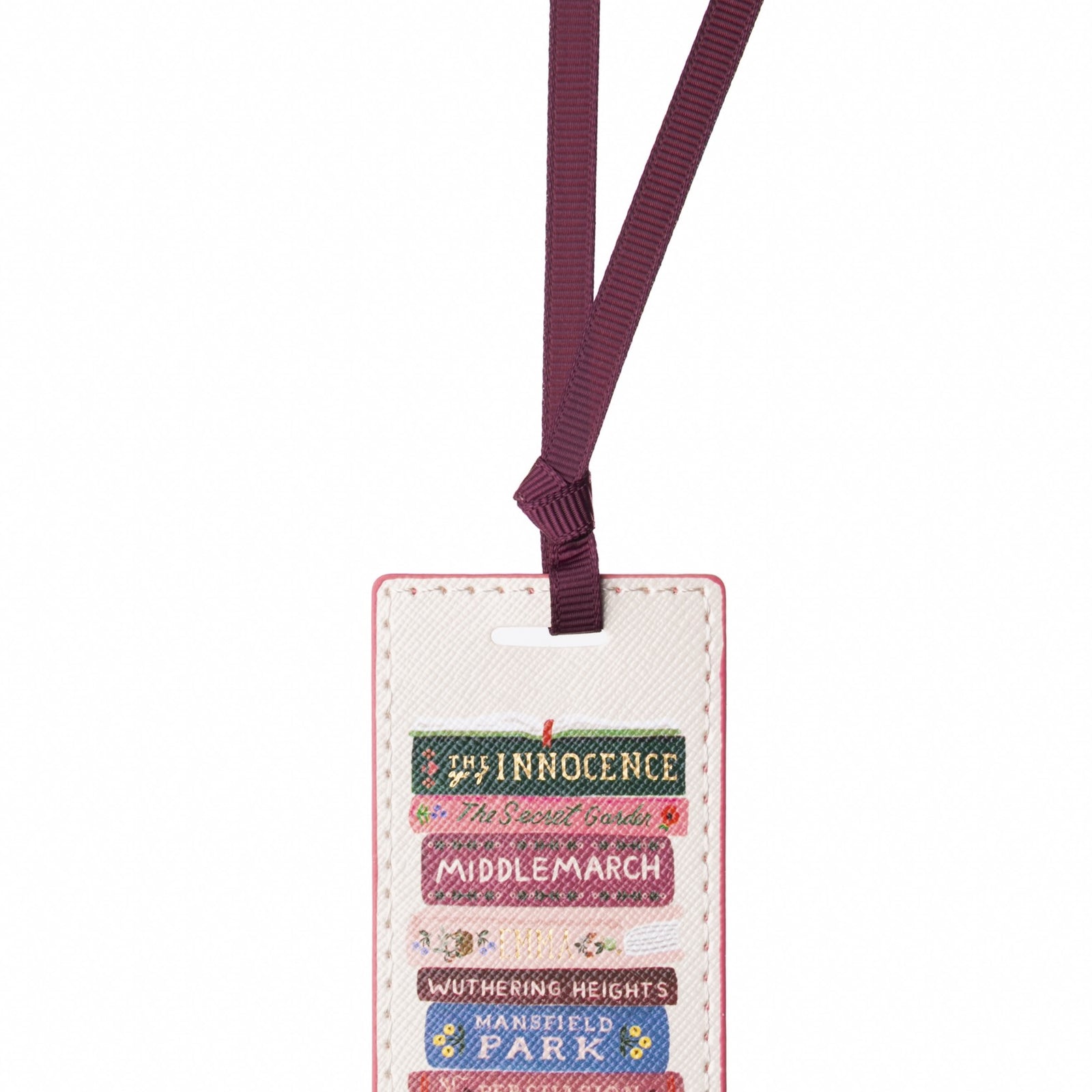 Bookmarks with colorful text on a white background
