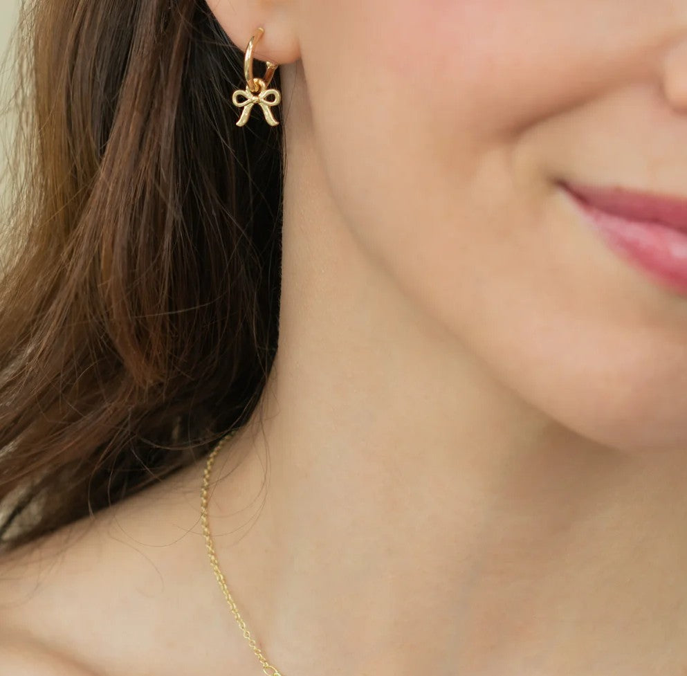 BOW CHARM HOOP EARRINGS