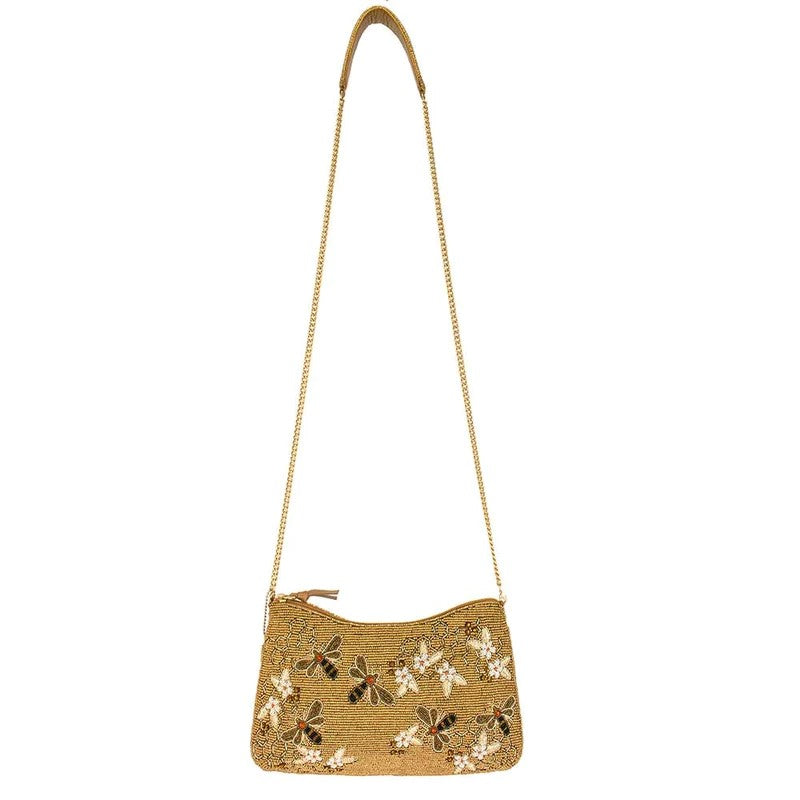 BUSY BEE BEADED CROSSBODY PURSE