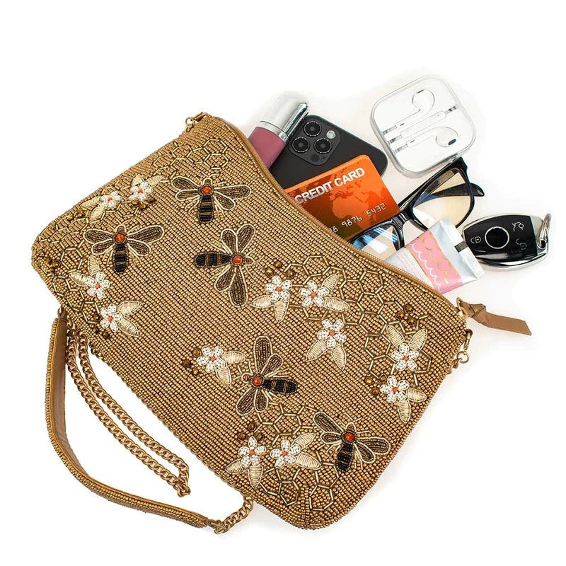 BUSY BEE BEADED CROSSBODY PURSE