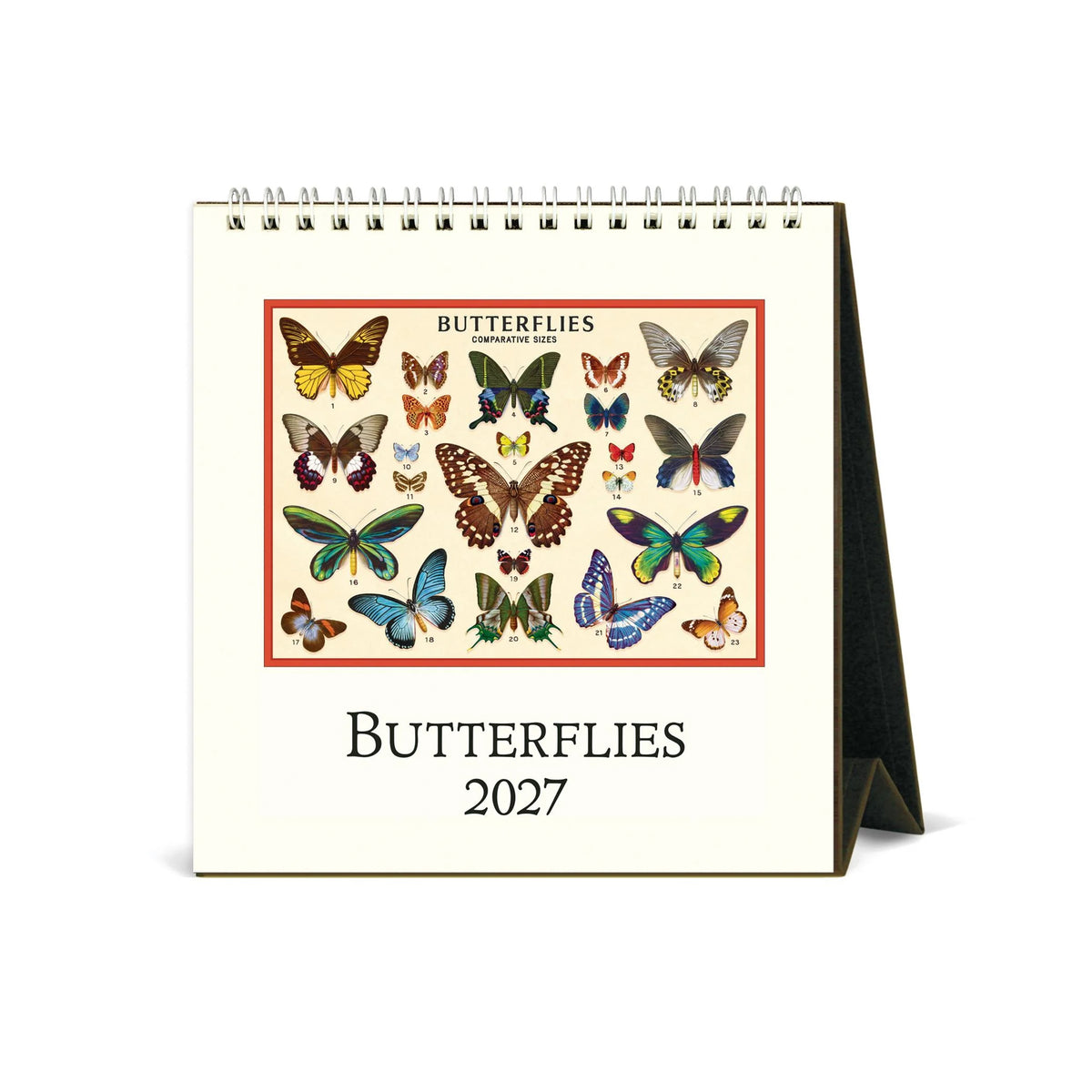 Desk calendar featuring vintage artwork of butterflies.