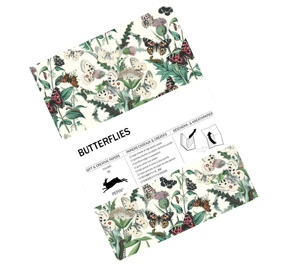 This handy book contains twelve large sheets of very high-quality giftwrap paper. Each sheet is decorated with vintage-style botanical butterfly prints. Perfect for making gifts look extra special, or for crafts & art projects. These sheets can be easily removed from the books by tearing them along the perforated line.