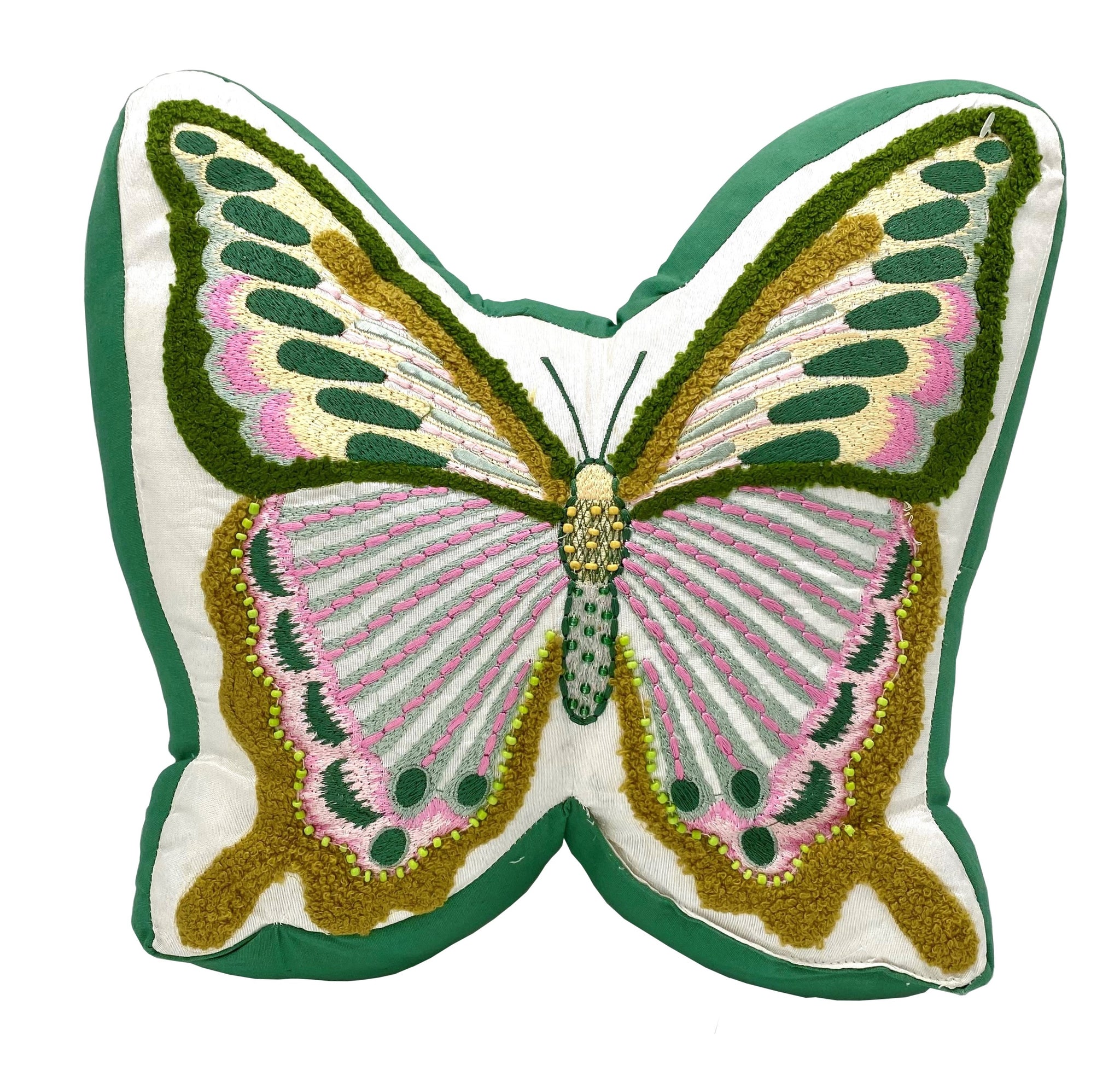 BEADED AND EMBROIDERED BUTTERFLY PILLOW The Huntington Store