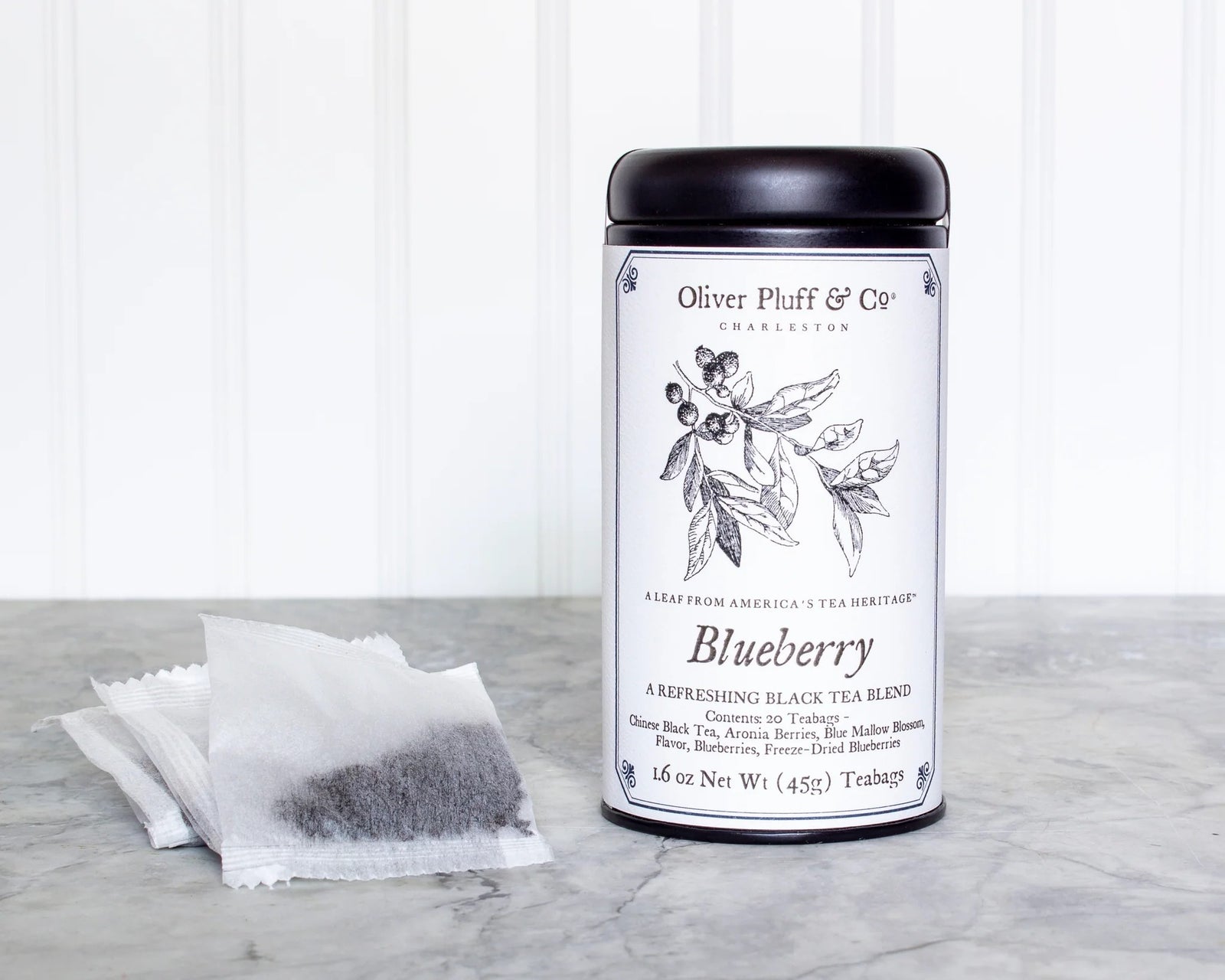 Blueberries are perennial flowering plants with indigo-colored berries. They are one of the few fruit species native to north America and have a colorful history dating back to pre-colonial times. This black tea blend encompasses the sweet, wild spirit of this flavorful berry. 20 teabags in a reusable tin. 1.6 oz.
