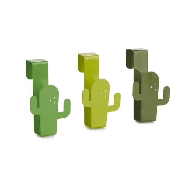 Add a touch of desert garden color to any drawer or door in your home with these handy cactus-shaped hooks. Simply place the hooks over a drawer or door.