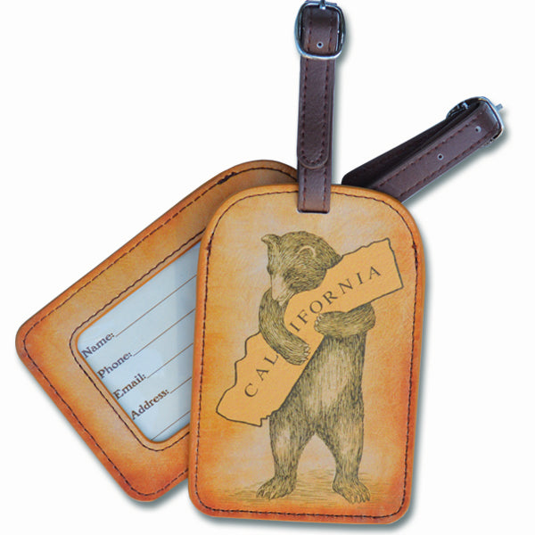 This handy luggage tag features a artwork taken from the sheet music cover of California's state song, "I Love You California.". Faux Leather. The perfect addition to your suitcase, handbag or backpack. Faux leather with vinyl window and paper name/address card Size: 3 x 5"