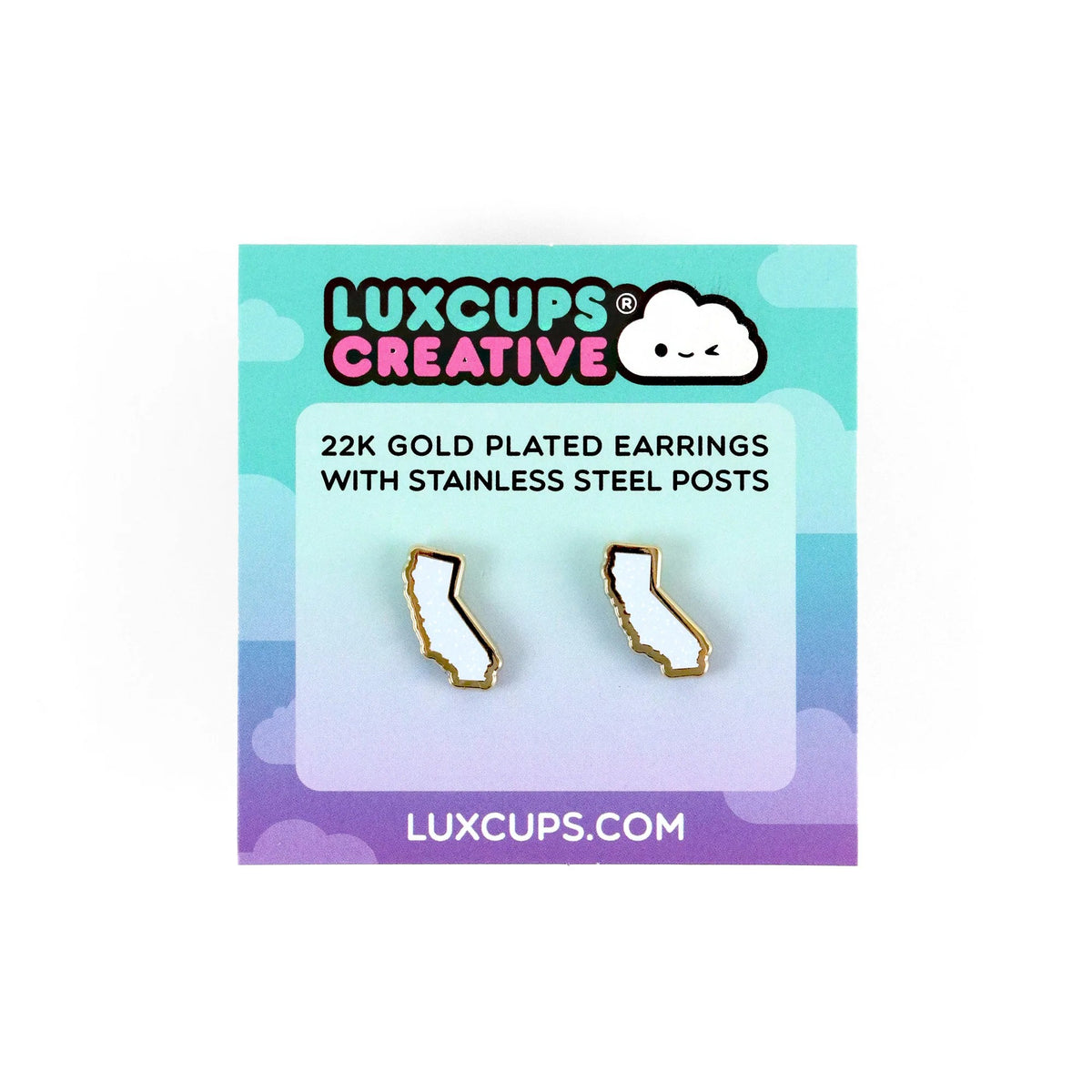 CALIFORNIA WHITE GLITTER EARRINGS