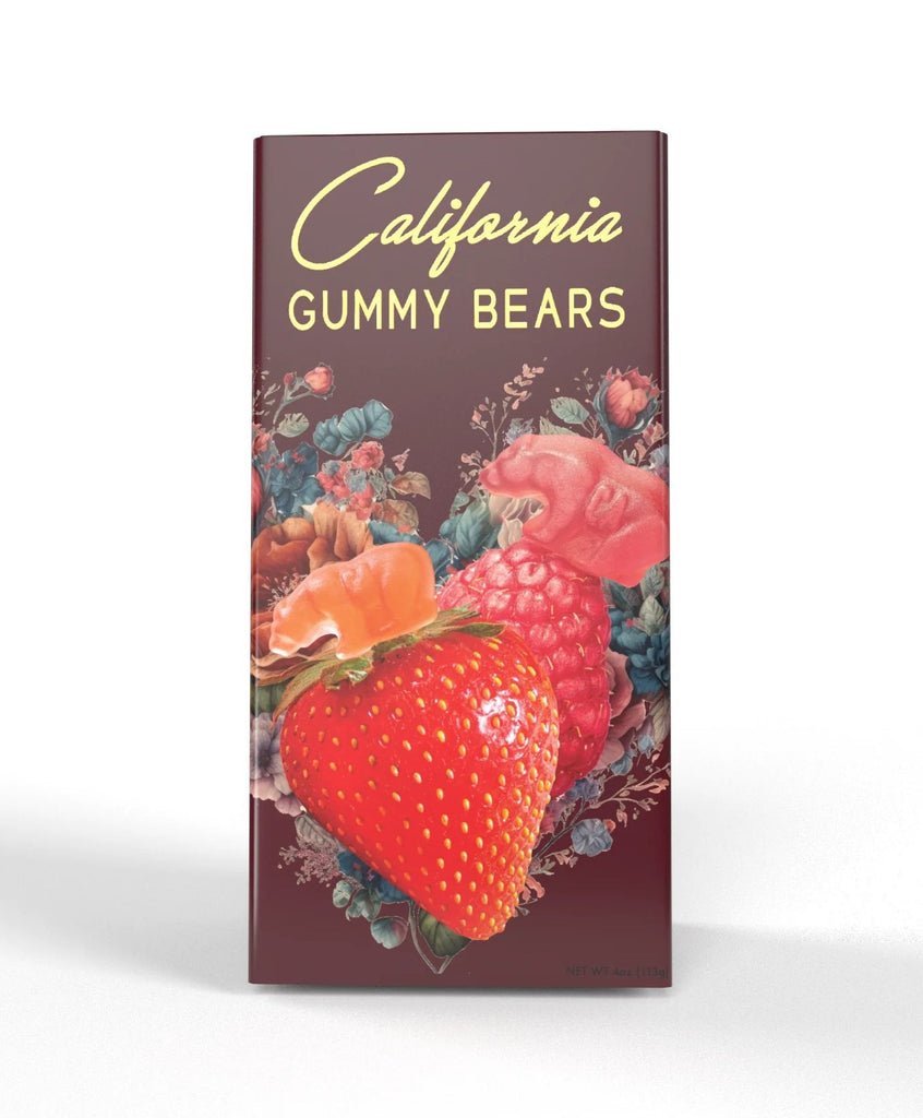 Capture the essence of love with every bite of these gummy delights. Each bear is a fusion of California-grown strawberries and raspberries, bursting with the authentic, juicy flavors straight from the heart of the Golden State. Handcrafted right here in California. No artificial flavors or preservatives. 4oz box.