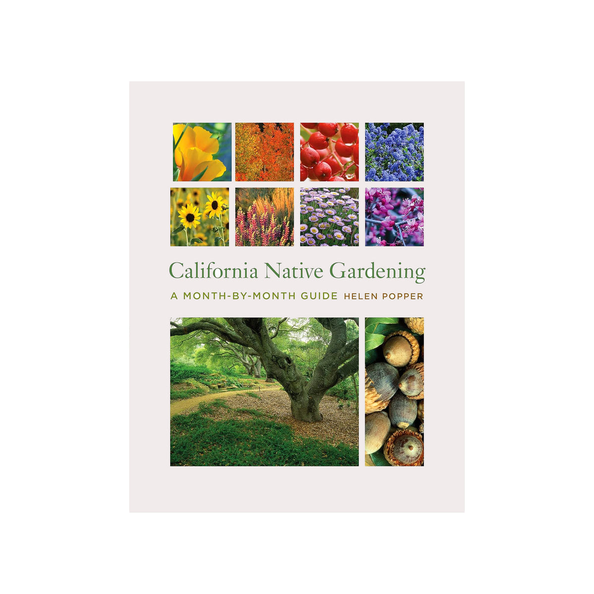 Book cover of 'California Native Gardening' with images of plants and nature.