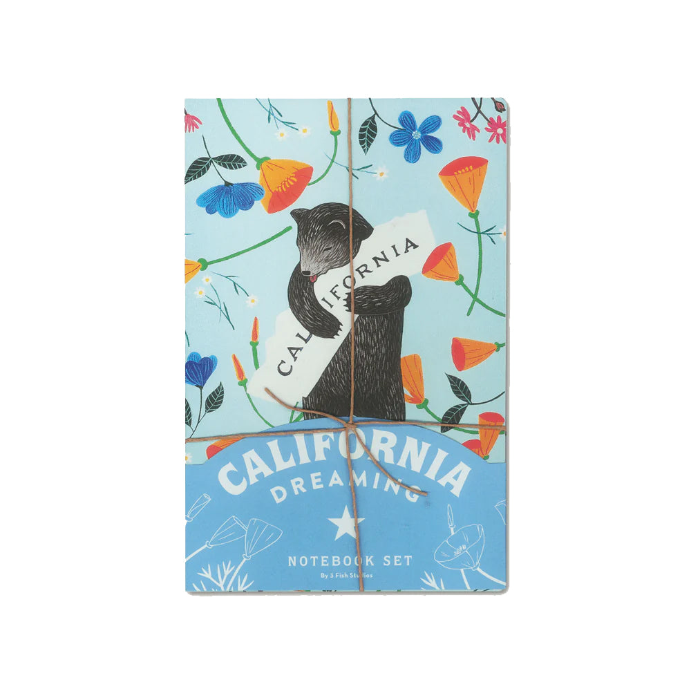 Featuring hand-painted designs of a beloved Golden State icon—the grizzly bear hugging California—this notebook set is sure to inspire West Coast love in tourists and natives alike. Interiors include lined and unlined pages. Set of two notebooks Dimensions: 5.5" x 8.5"