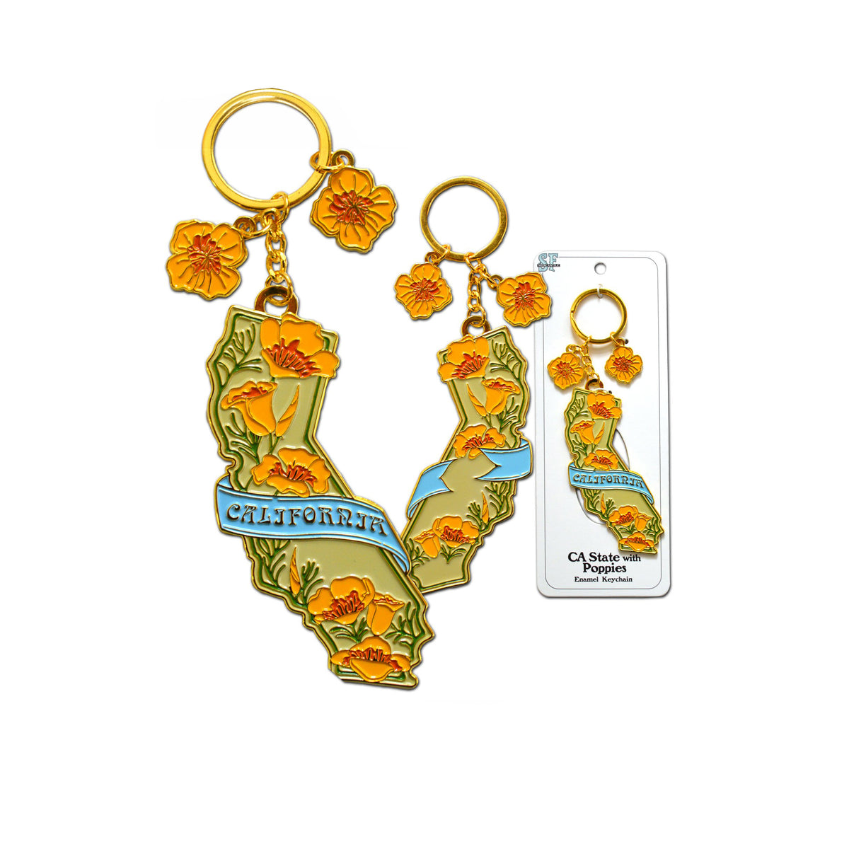 CALIFORNIA POPPY ENAMELLED KEYCHAIN