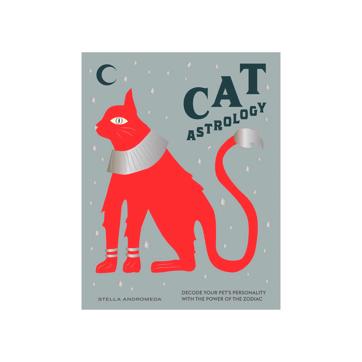 Book cover of Cat Astrology by Stella Andromeda showing a red Egyptian style cat on a white background.